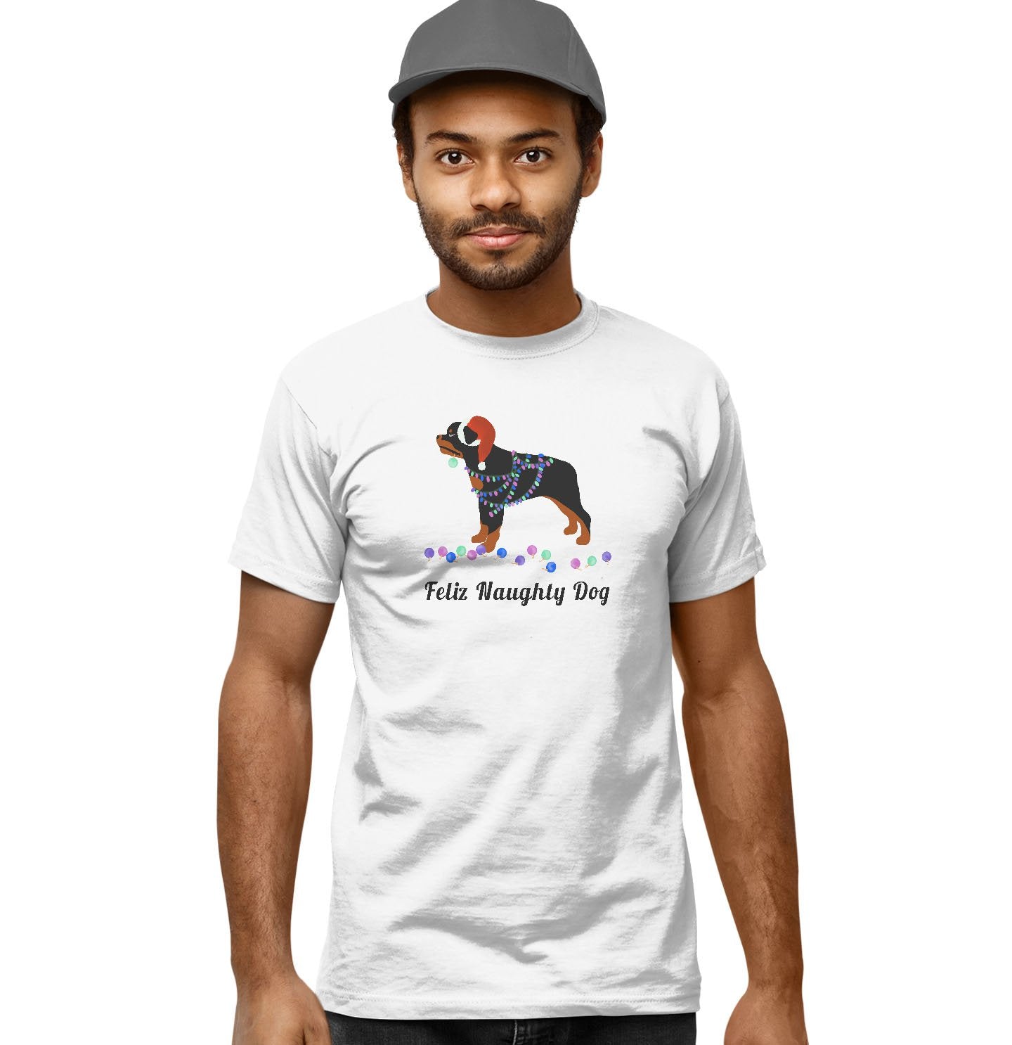 Feliz Naughty Dog Rottweiler - Adult Unisex T-Shirt