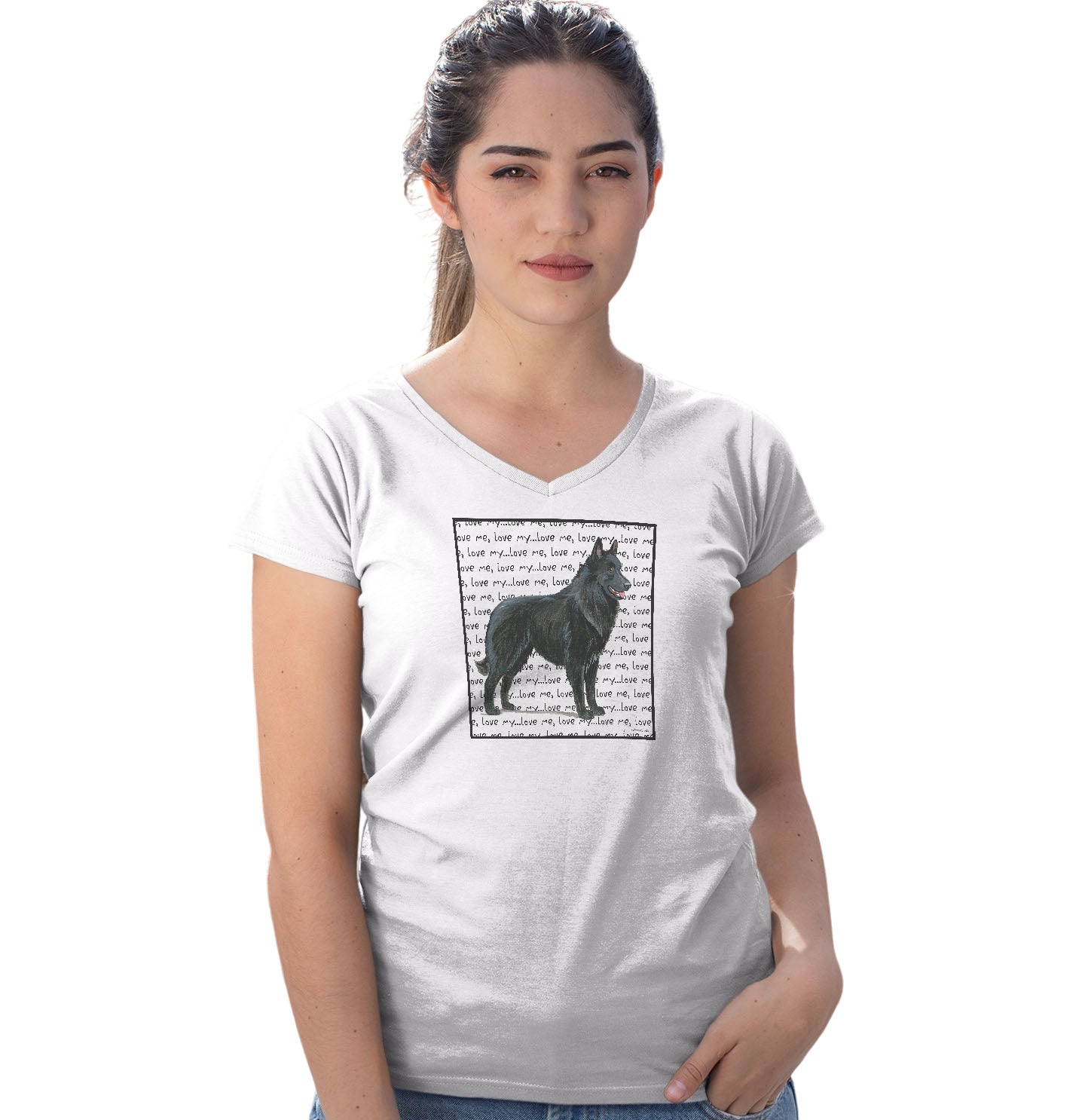 Belgian Shepherd Love Text - Women's V-Neck T-Shirt