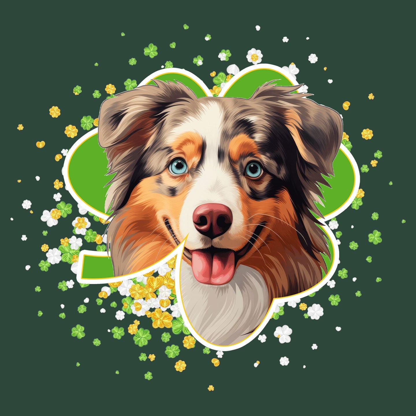 Big Clover St. Patrick's Day Australian Shepherd - Adult Unisex T-Shirt
