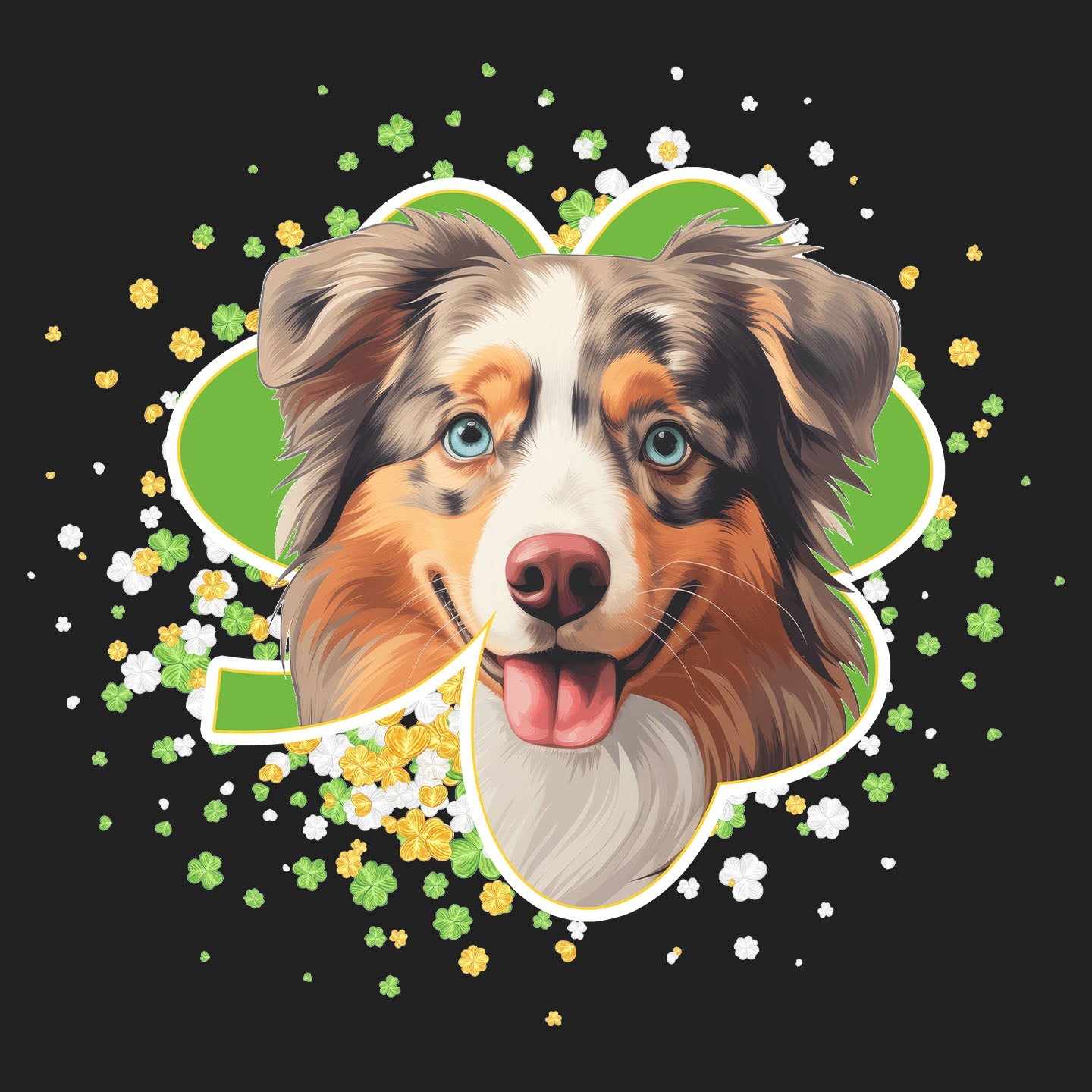 Big Clover St. Patrick's Day Australian Shepherd - Women's V-Neck T-Shirt