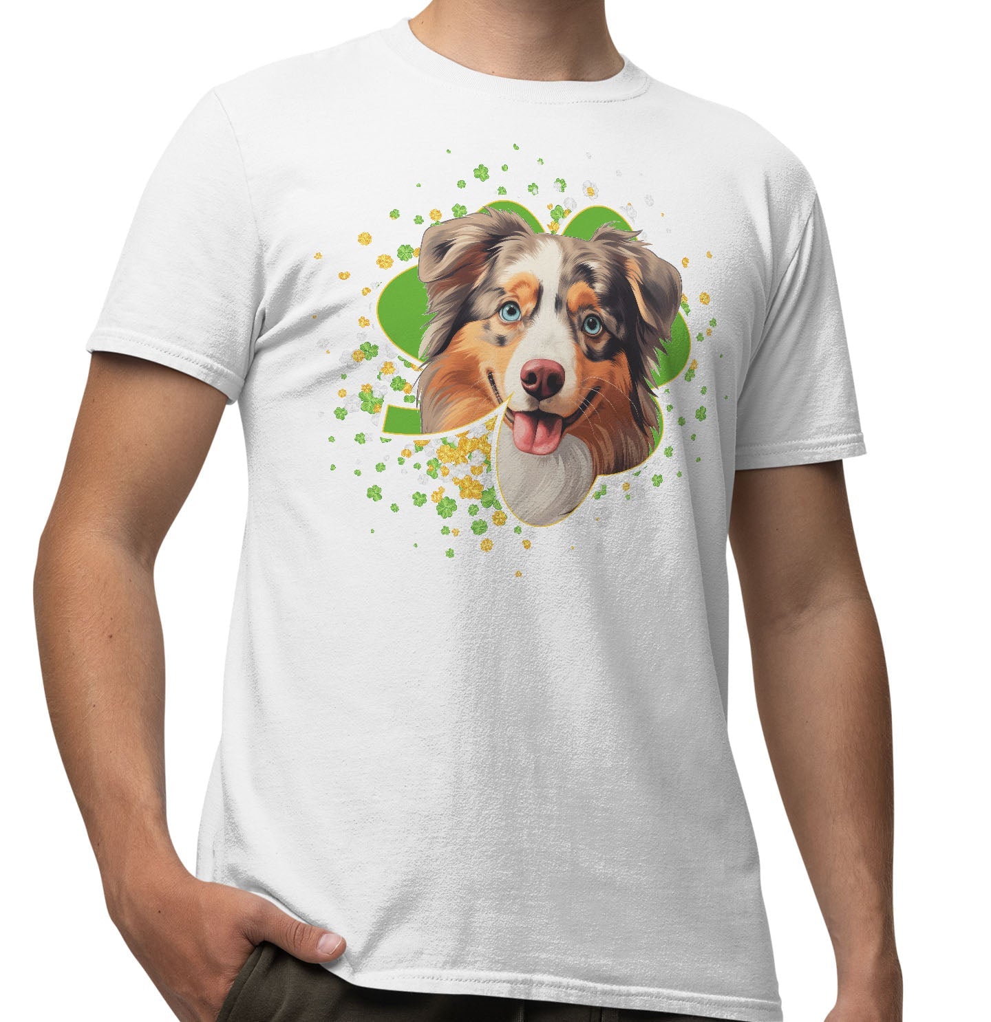 Big Clover St. Patrick's Day Australian Shepherd - Adult Unisex T-Shirt