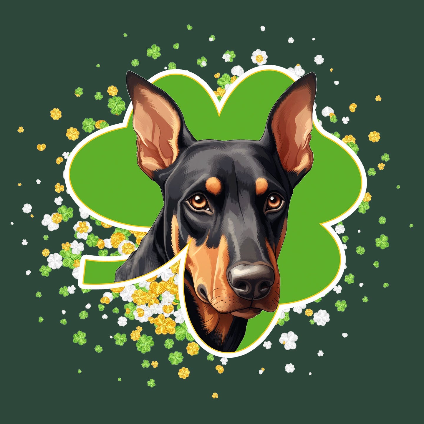 Big Clover St. Patrick's Day Doberman Pinscher - Adult Unisex T-Shirt