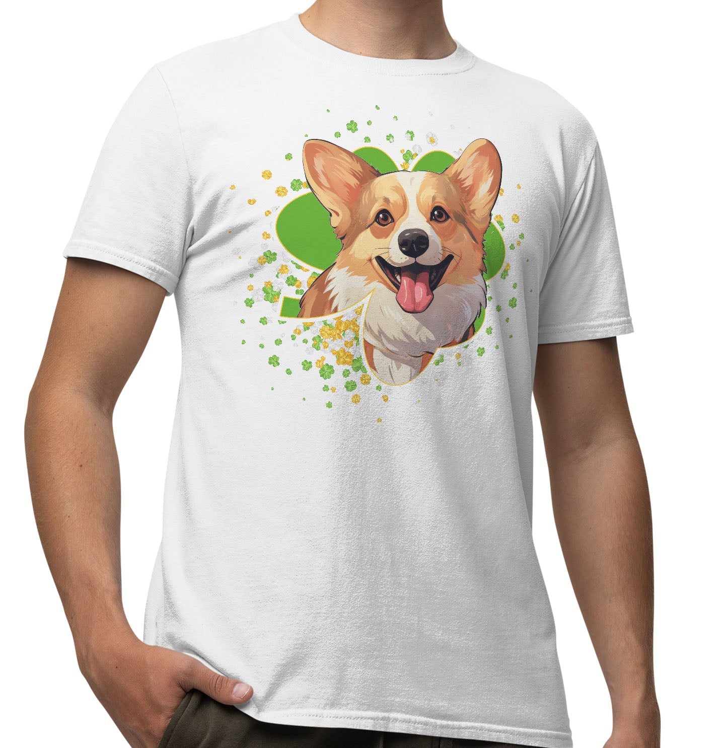Big Clover St. Patrick's Day Pembroke Welsh Corgi - Adult Unisex T-Shirt