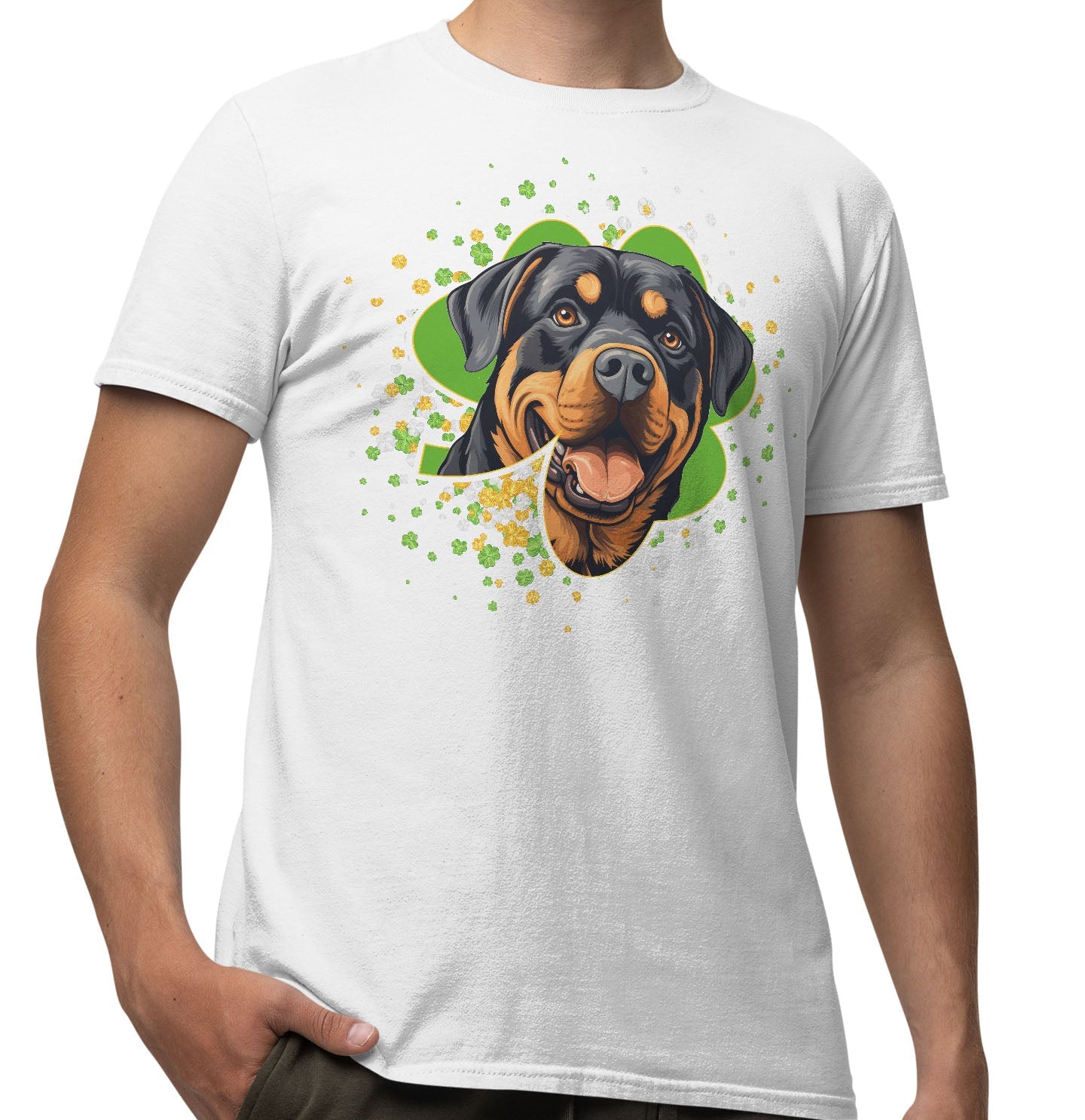 Big Clover St. Patrick's Day Rottweiler - Adult Unisex T-Shirt