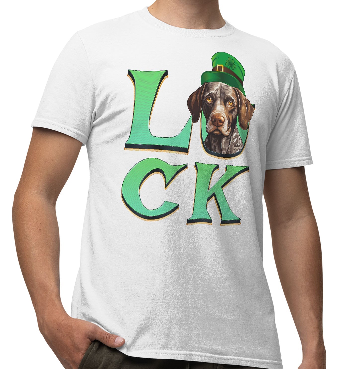 Big LUCK St. Patrick's Day German Shorthaired Pointer - Adult Unisex T-Shirt