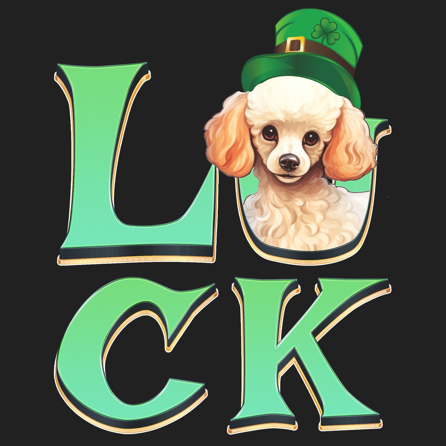 Big LUCK St. Patrick's Day Poodle - Women's Fitted T-Shirt