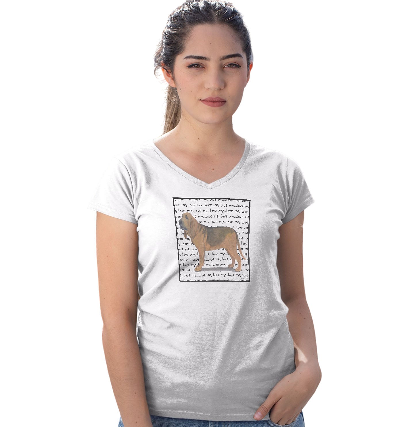 Bloodhound Love Text - Women's V-Neck T-Shirt