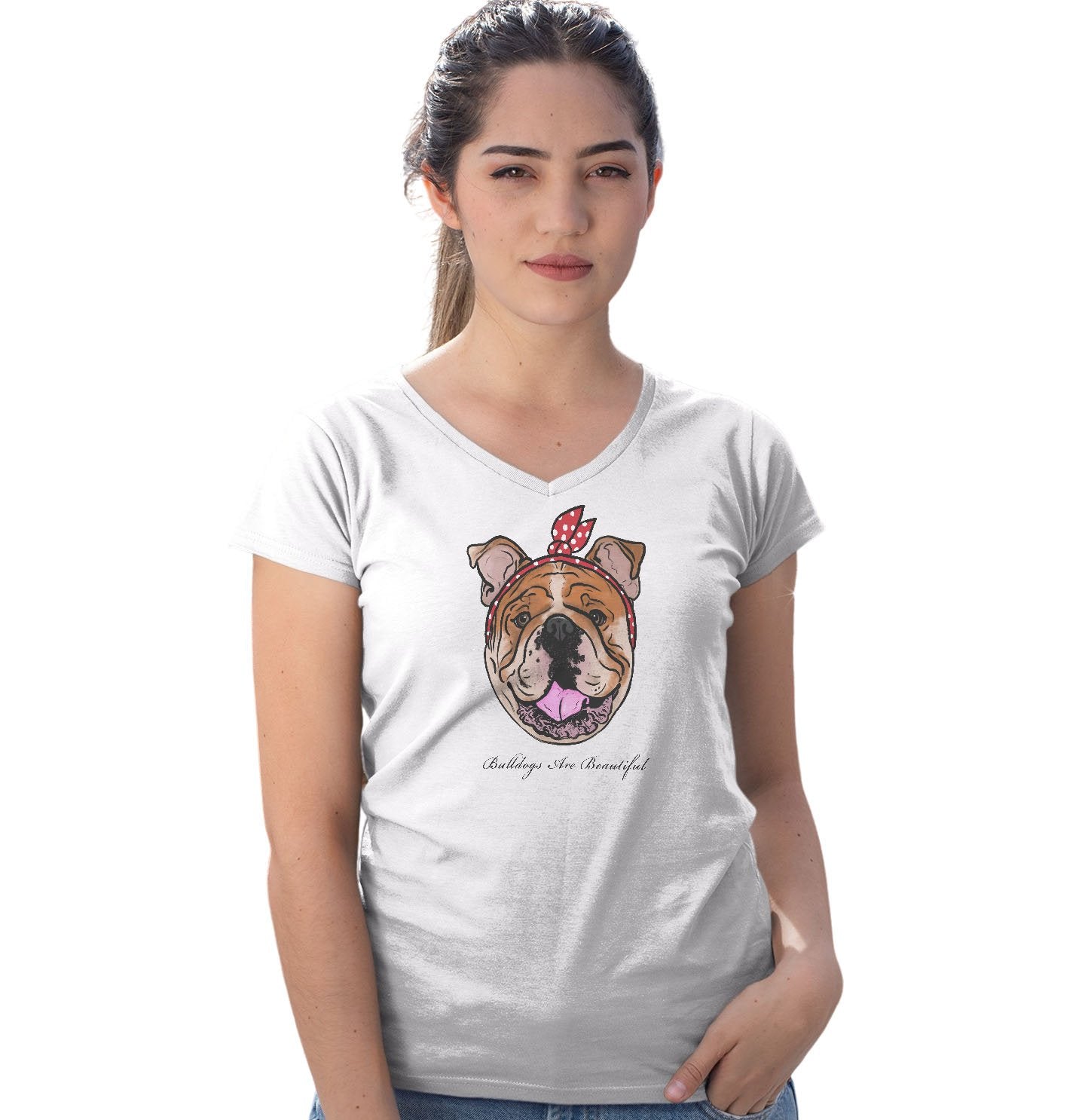 Bulldogs Are Beautiful - Women's V-Neck T-Shirt