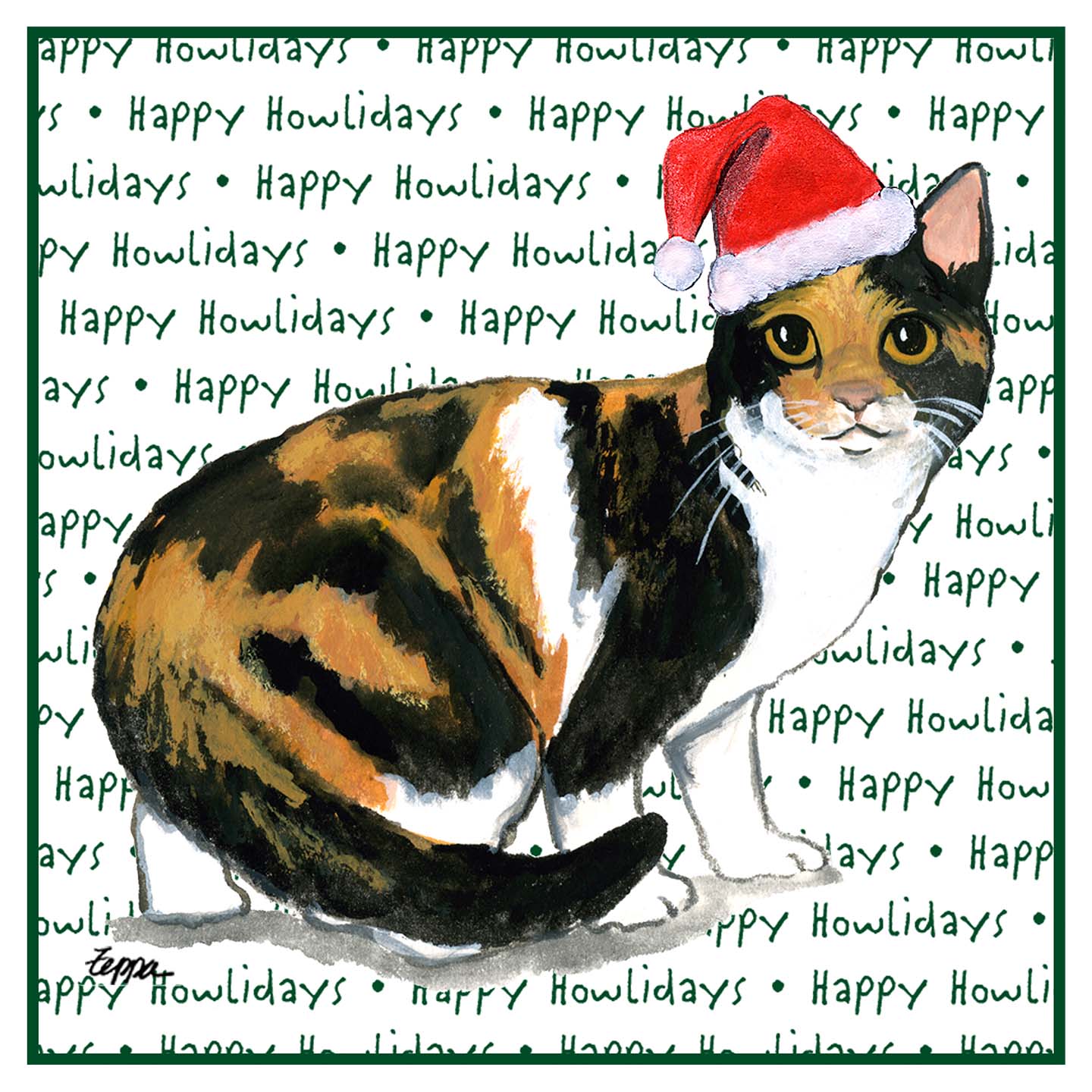 Calico Cat Happy Howlidays Text - Adult Unisex Hoodie Sweatshirt