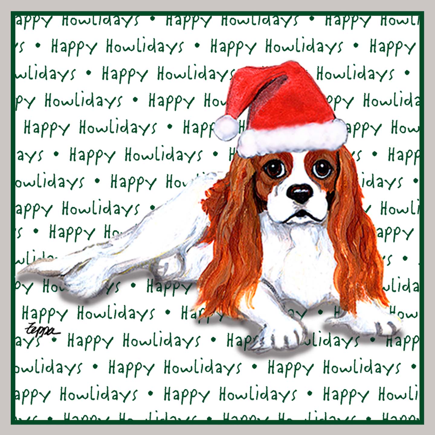 Cavalier King Charles Spaniel (Blenheim) Happy Howlidays Text - Kids' Unisex Hoodie Sweatshirt