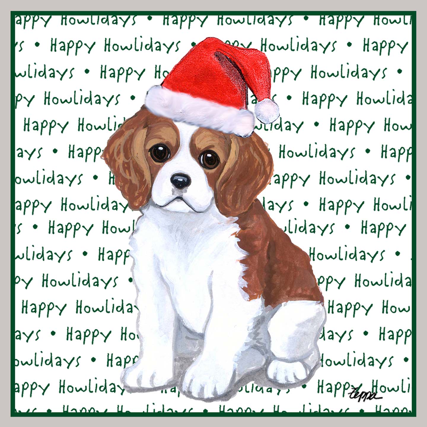 Cavalier King Charles Spaniel Puppy Happy Howlidays Text - Kids' Unisex Hoodie Sweatshirt