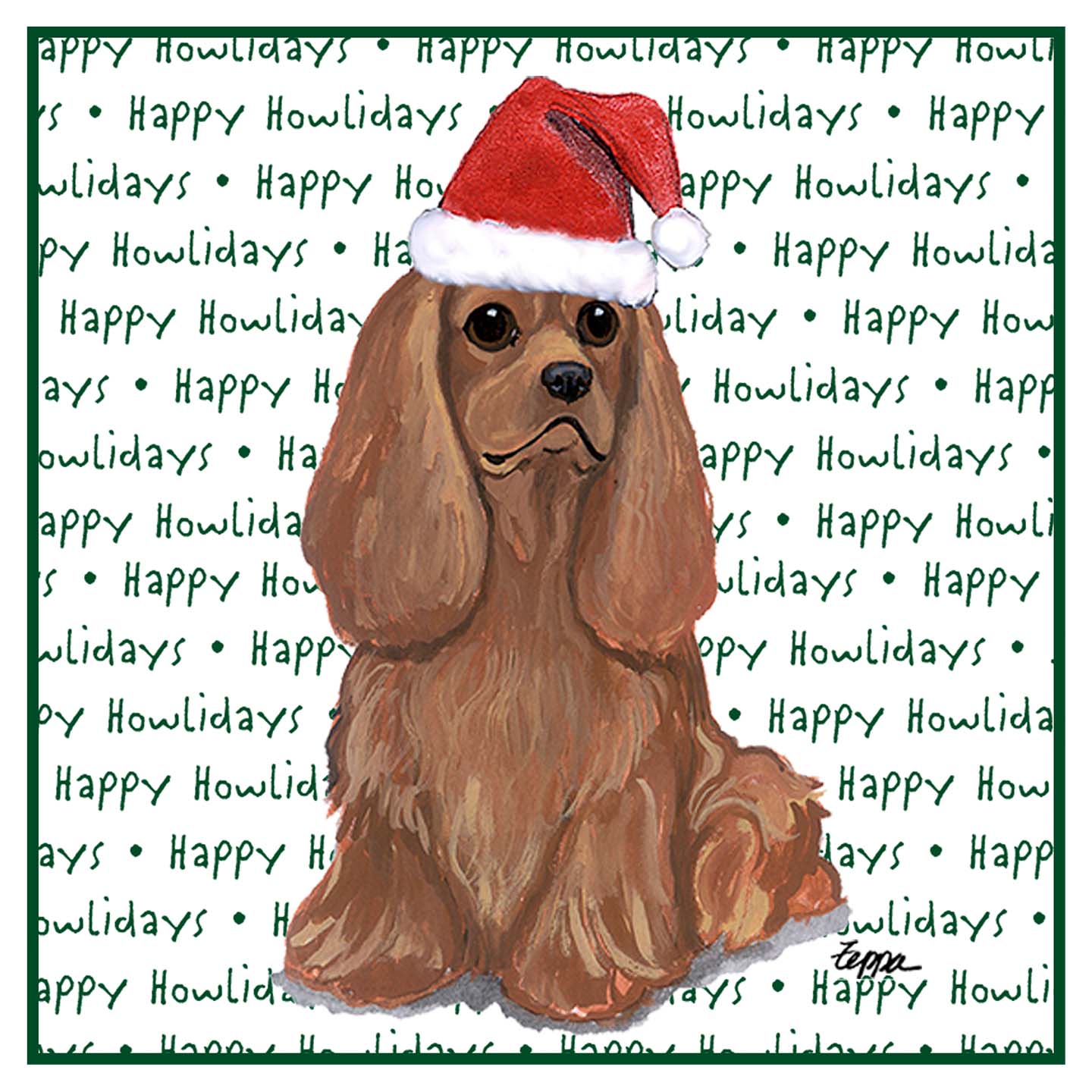 Cavalier King Charles Spaniel (Ruby) Happy Howlidays Text - Women's V-Neck T-Shirt