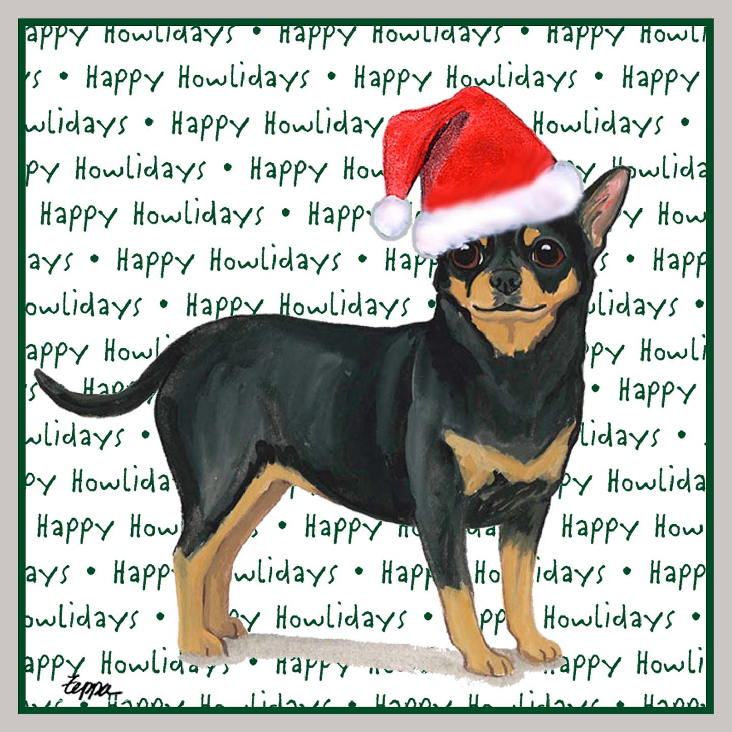 Chihuahua Happy Howlidays Text - Women's V-Neck Long Sleeve T-Shirt