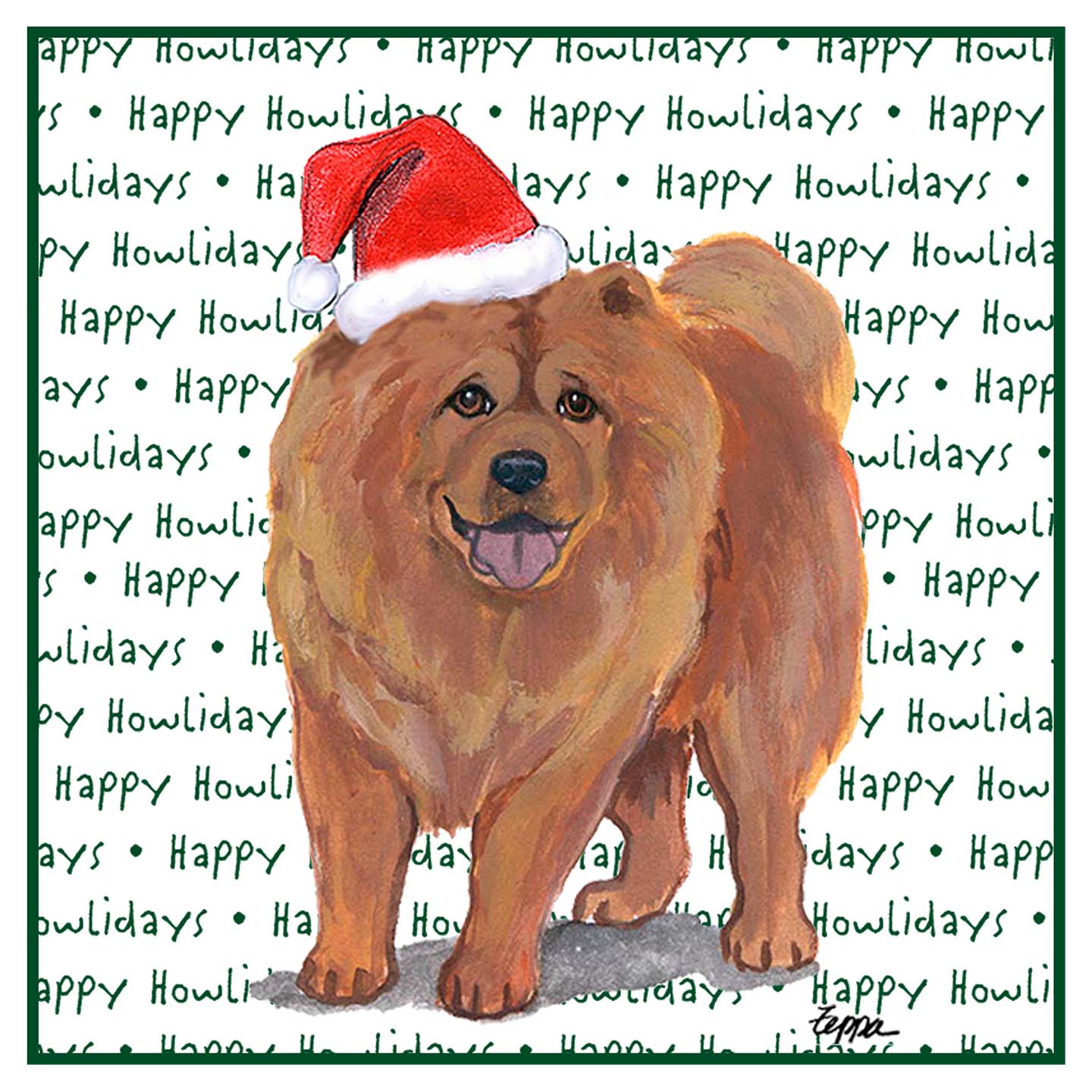 Chow Chow Happy Howlidays Text - Women's V-Neck T-Shirt