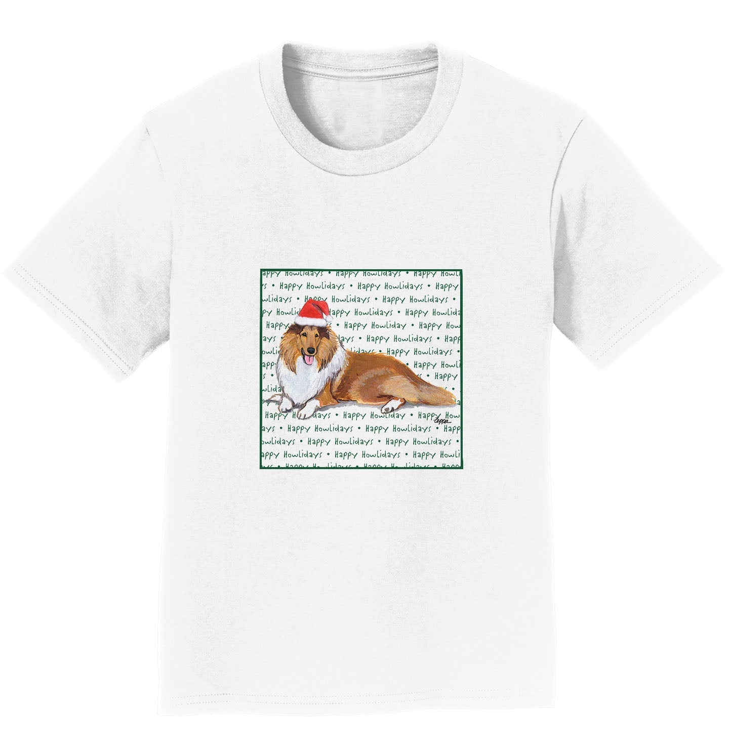Collie Happy Howlidays Text - Kids' Unisex T-Shirt