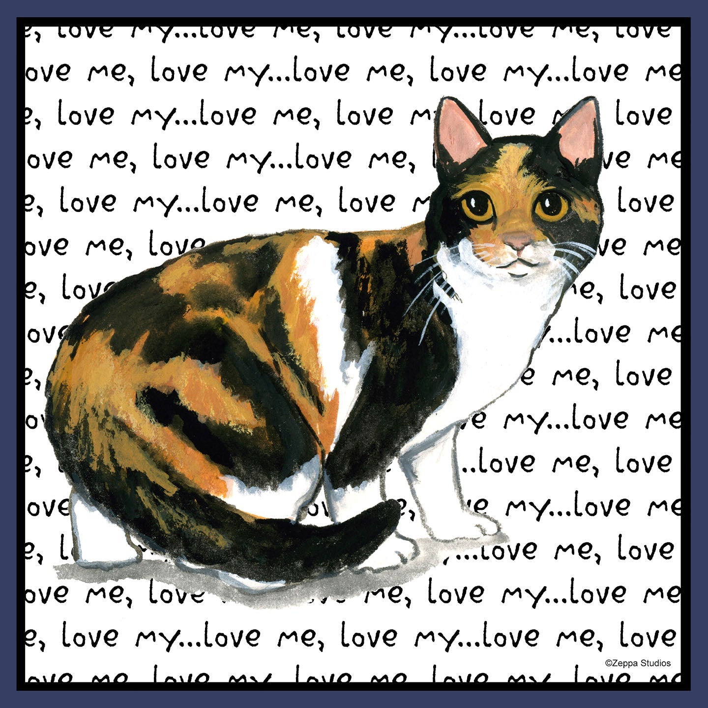 Calico Cat Love Text - Adult Unisex Crewneck Sweatshirt