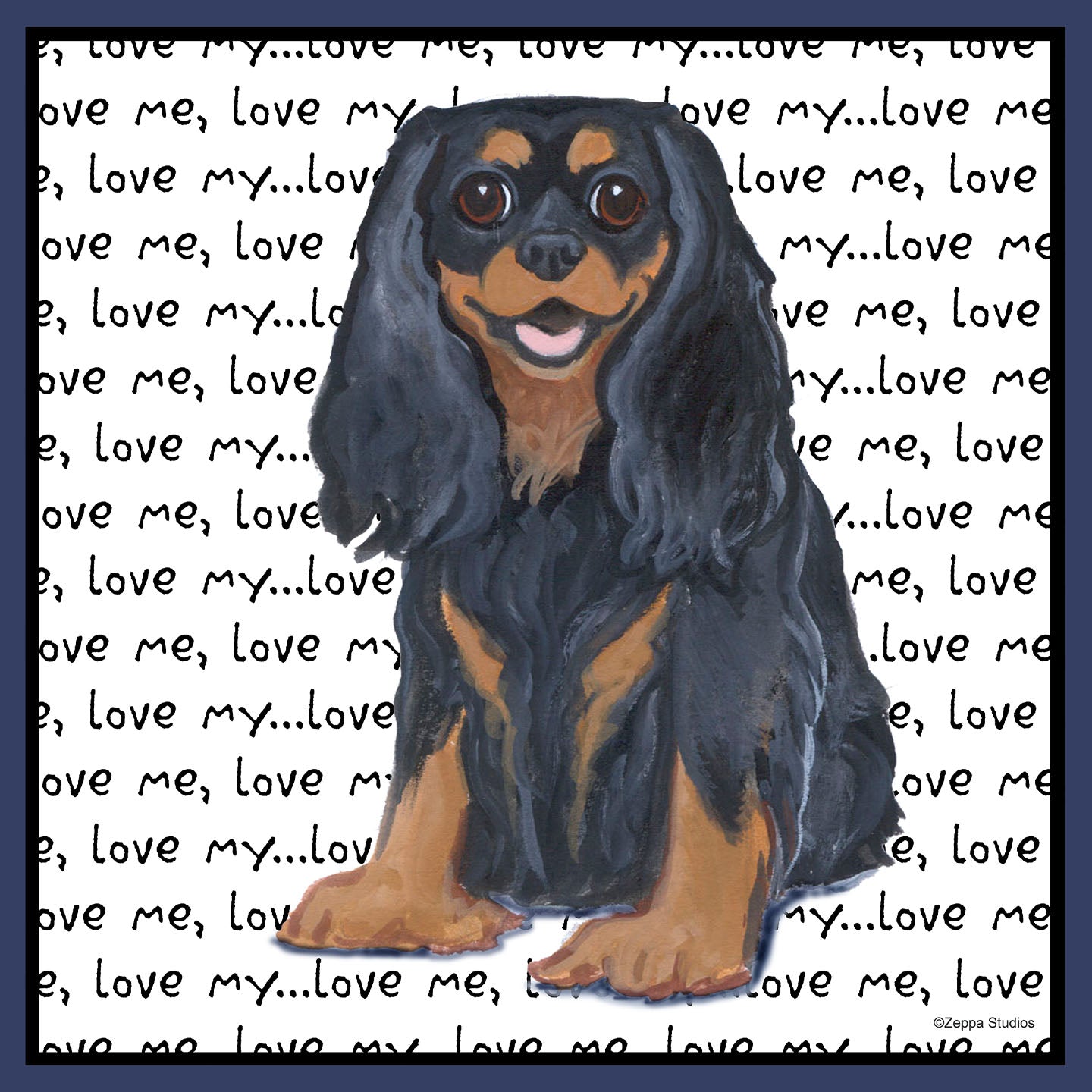 Black & Tan Cavalier Love Text - Adult Unisex Crewneck Sweatshirt