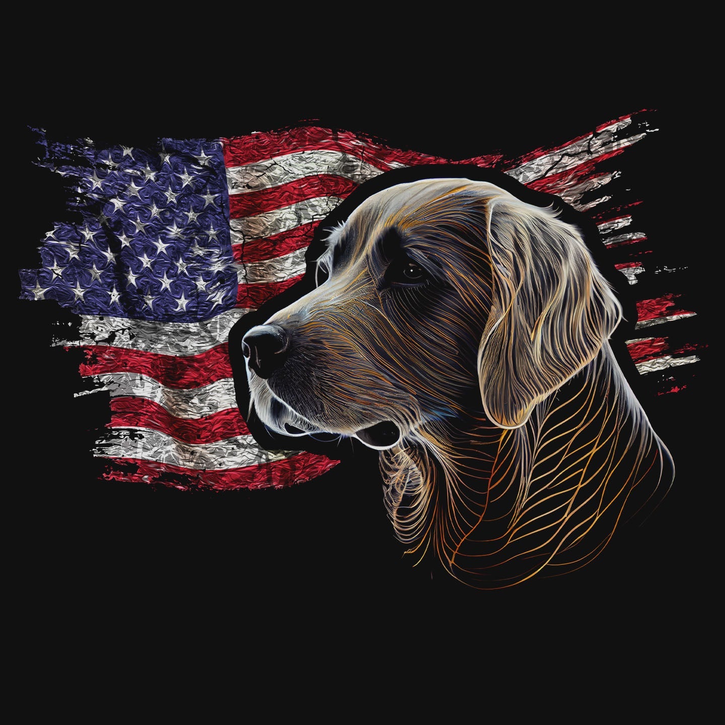 Patriotic Chesapeake Bay Retriever American Flag - Women's V-Neck T-Shirt