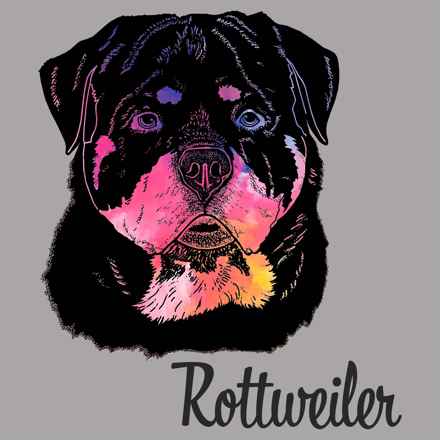 Colorful Rottweiler Headshot - Women's V-Neck T-Shirt
