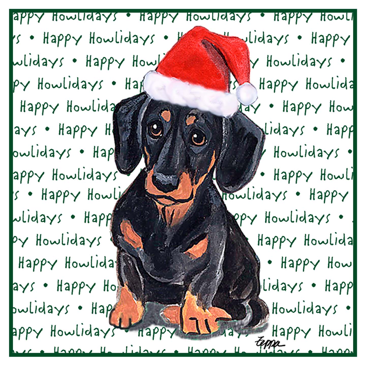 Dachshund (Black) Happy Howlidays Text - Women's V-Neck T-Shirt