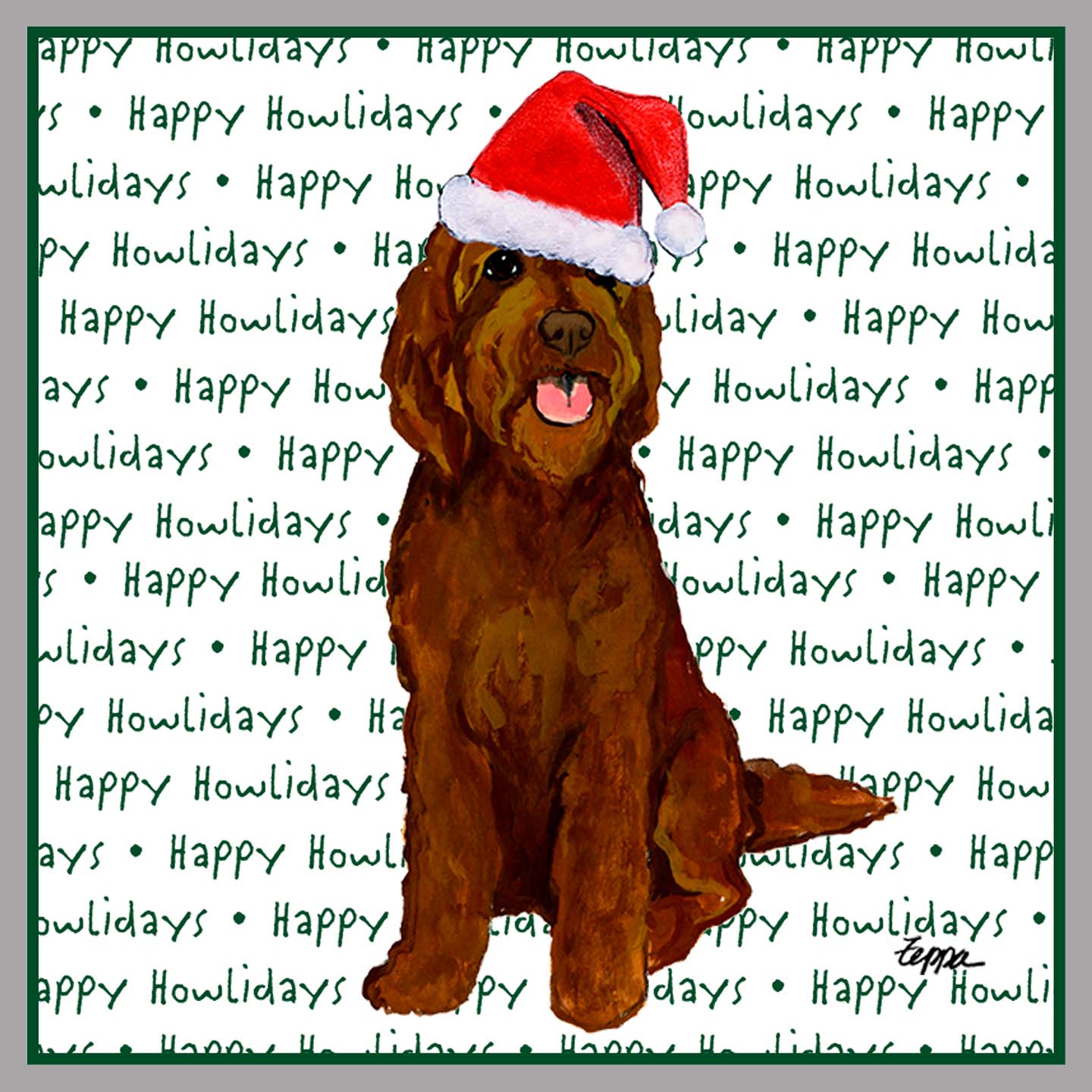 Chocolate Labradoodle Happy Howlidays Text - Kids' Unisex Hoodie Sweatshirt