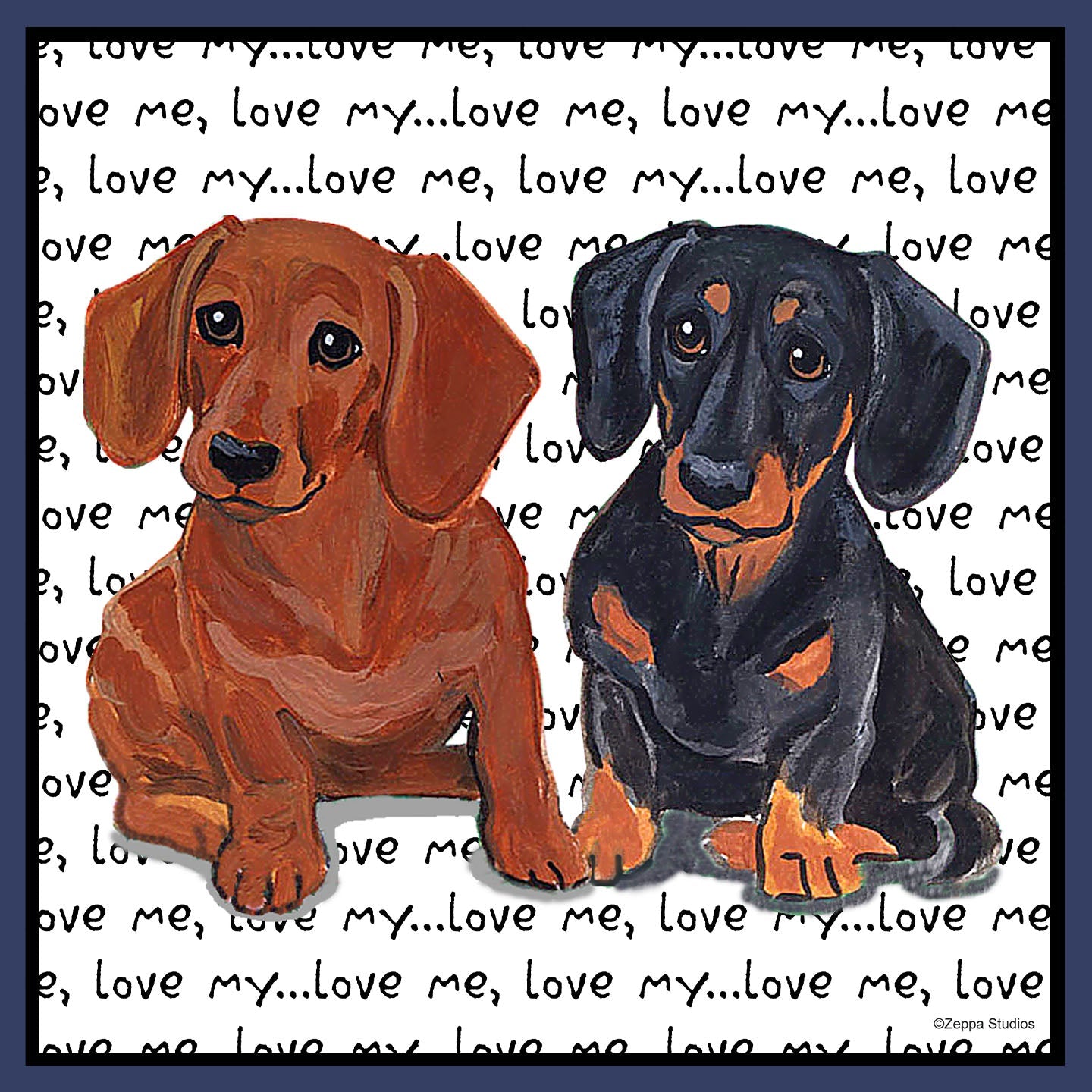 Dachshund Love Text - Adult Unisex Crewneck Sweatshirt