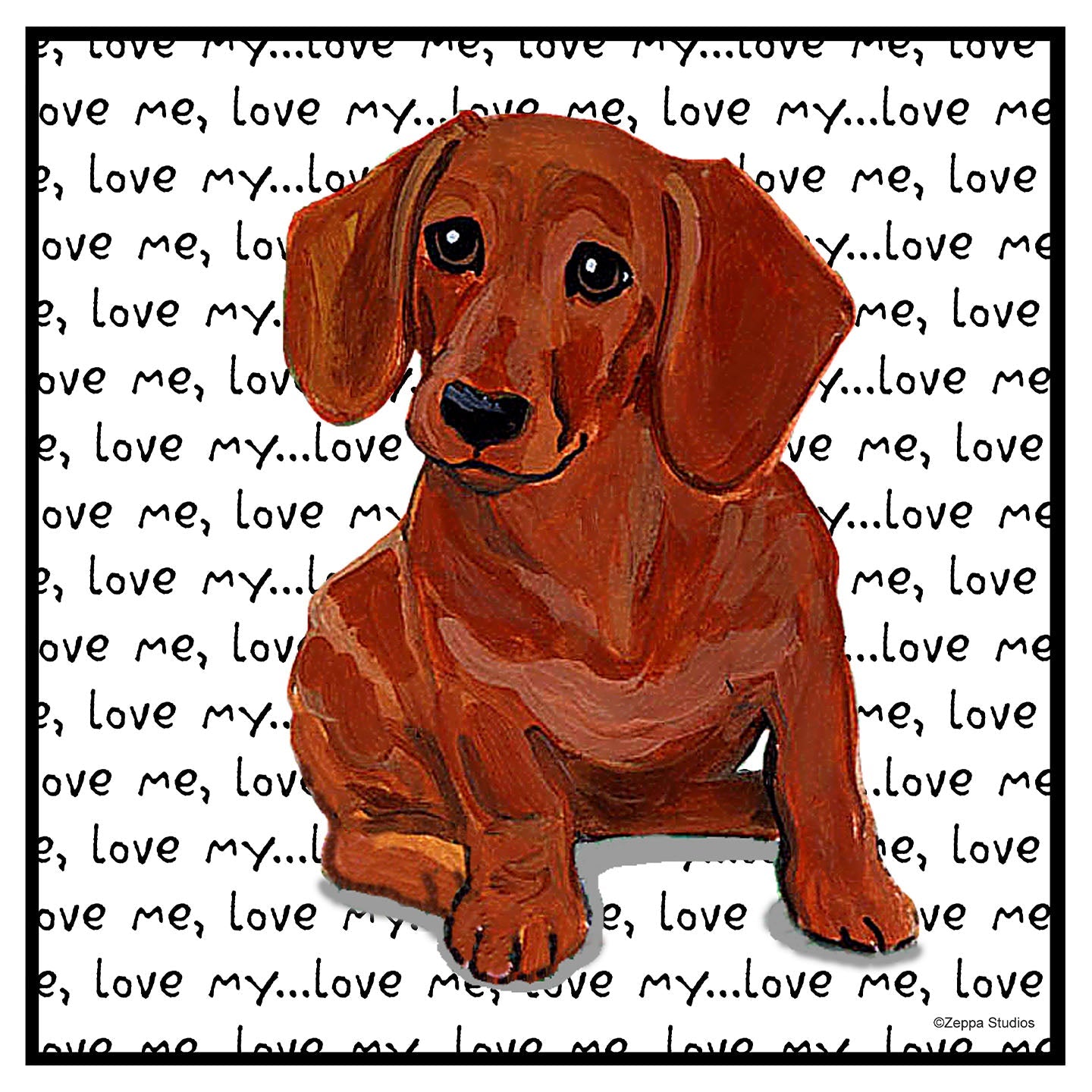 Red Dachshund Love Text - Women's V-Neck Long Sleeve T-Shirt