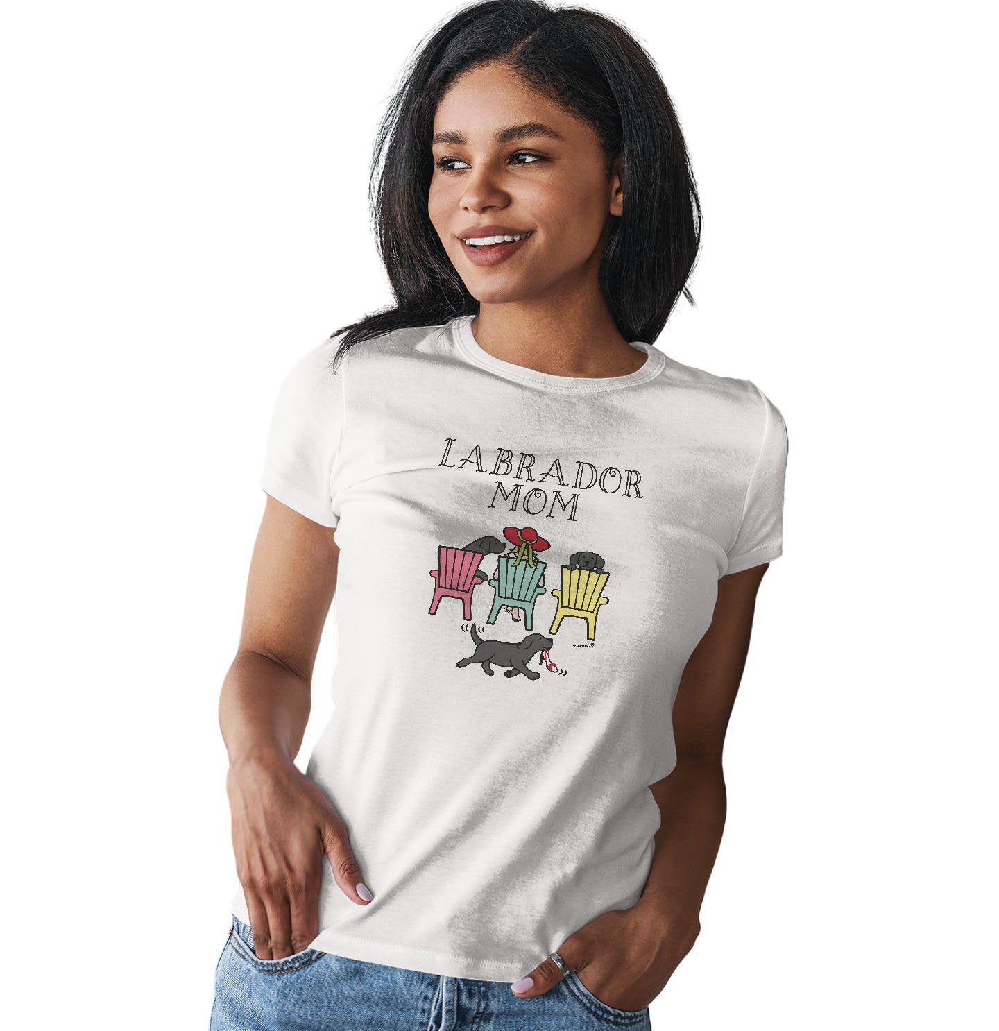 Black Labrador Dog Mom Deck Chairs - Women's Fitted T-Shirt