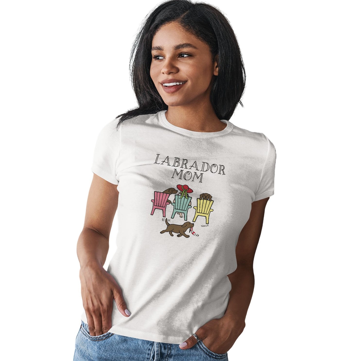 Chocolate Labrador Dog Mom Deck Chairs - Women's Fitted T-Shirt