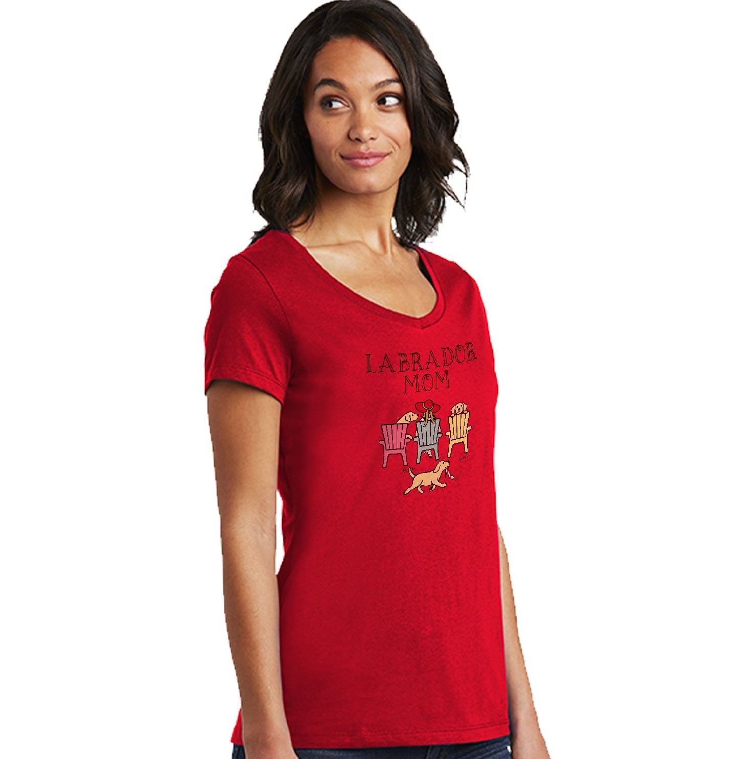 Yellow Labrador Dog Mom Deck Chairs - Women's V-Neck T-Shirt