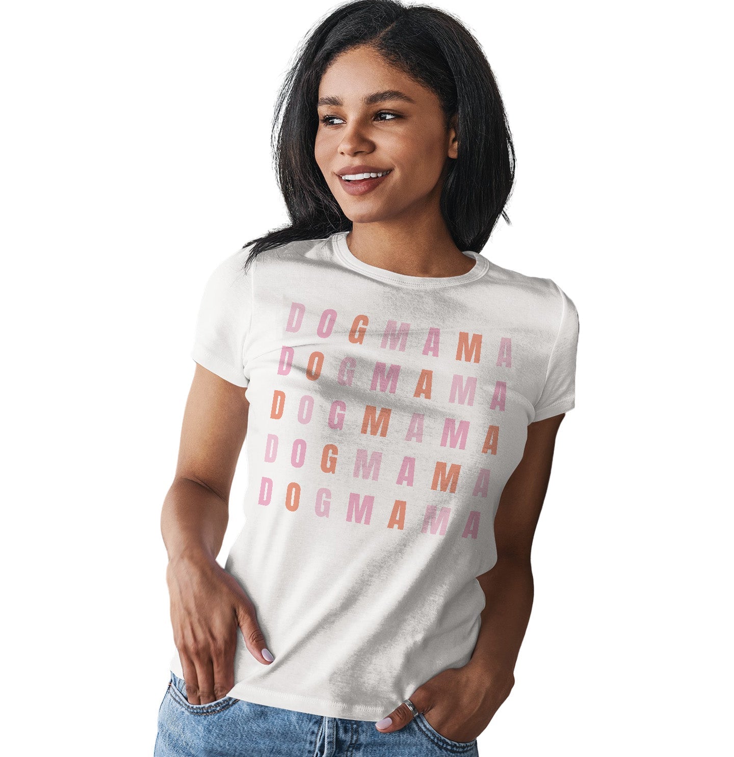 Stacked Text Dog Mama - Women's Fitted T-Shirt