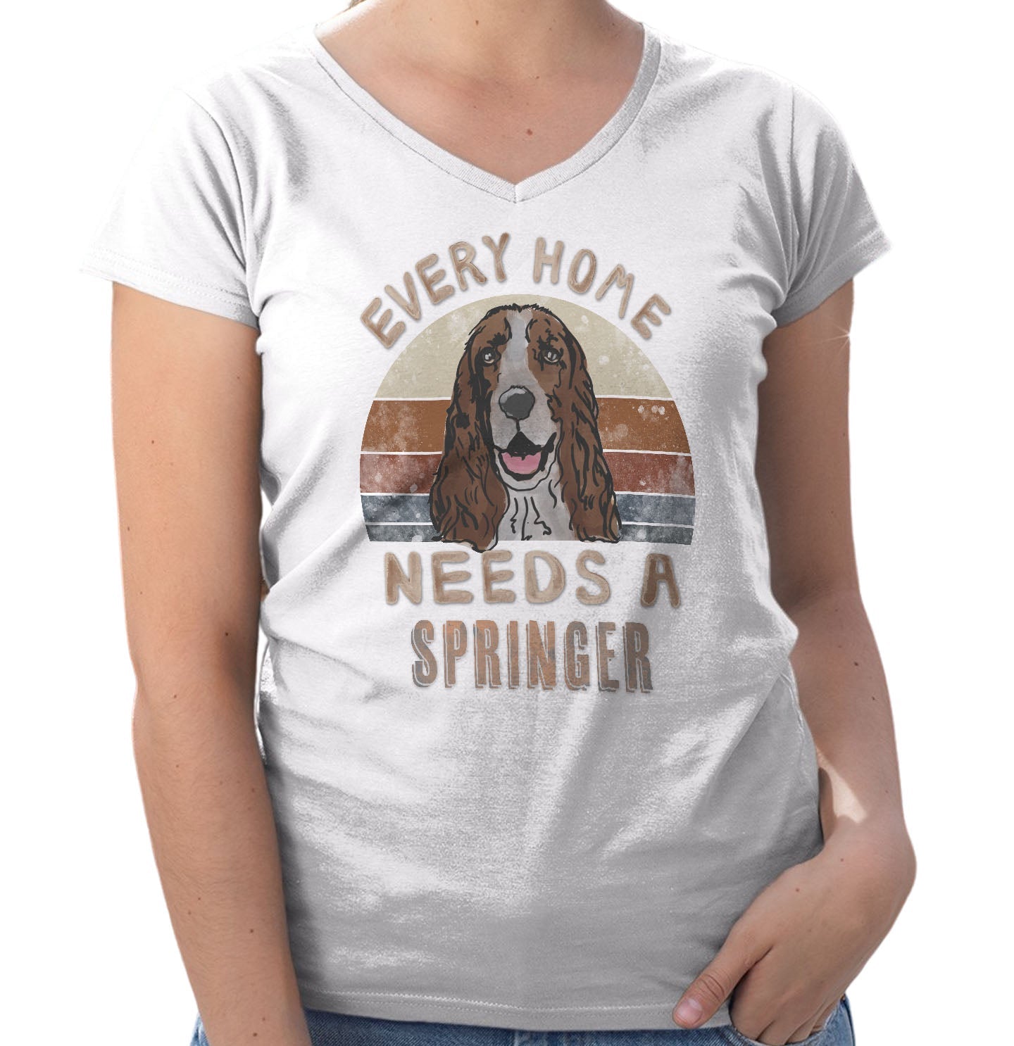 Every Home Needs a English Springer Spaniel - Women's V-Neck T-Shirt