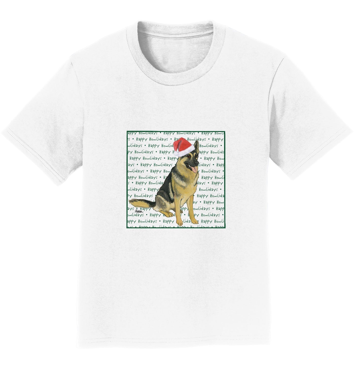 German Shepherd Happy Howlidays Text - Kids' Unisex T-Shirt