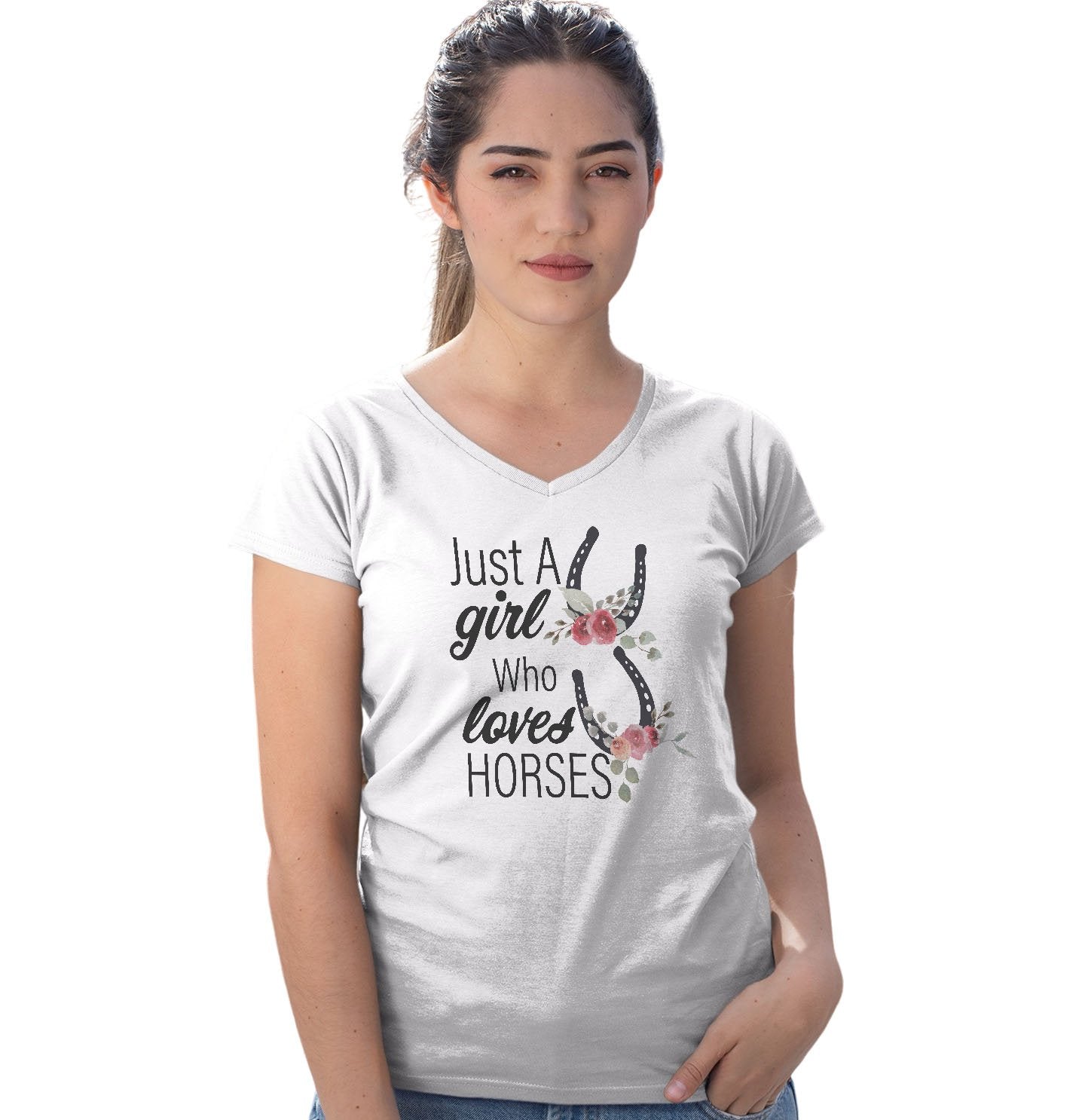 Just A Girl Who Loves Horses - Women's V-Neck T-Shirt