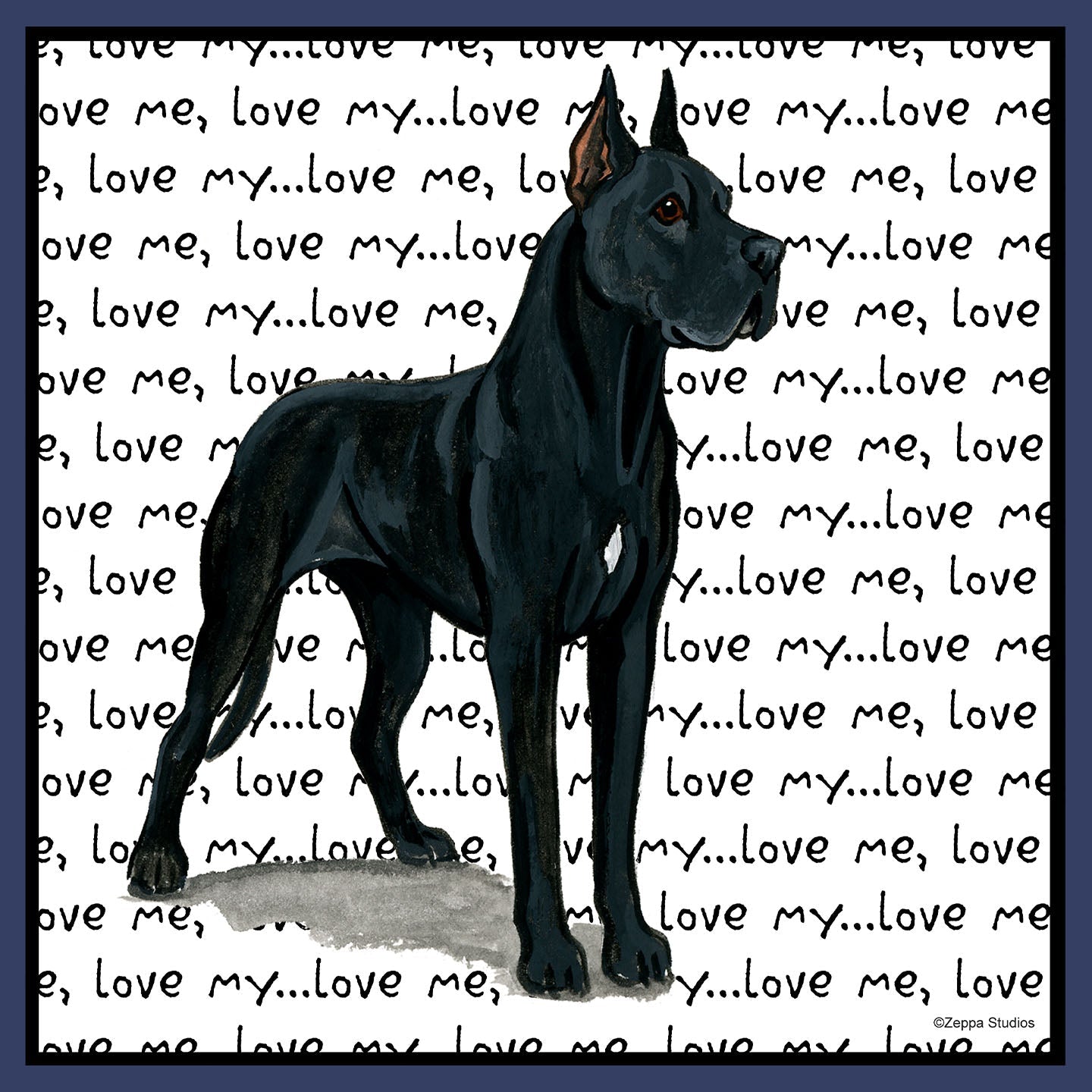 Great Dane (Cropped Ears) Love Text - Adult Unisex Crewneck Sweatshirt