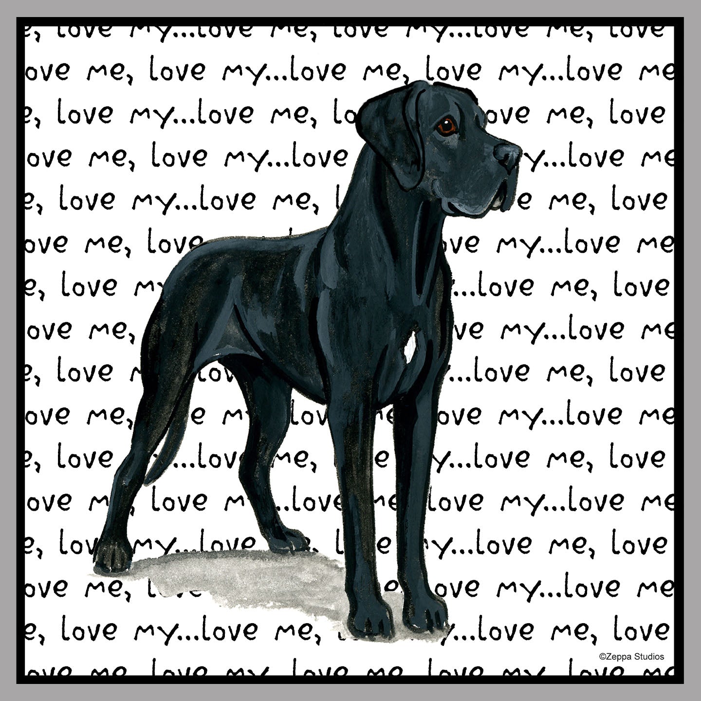 Great Dane (Natural Ears) Love Text - Women's V-Neck Long Sleeve T-Shirt