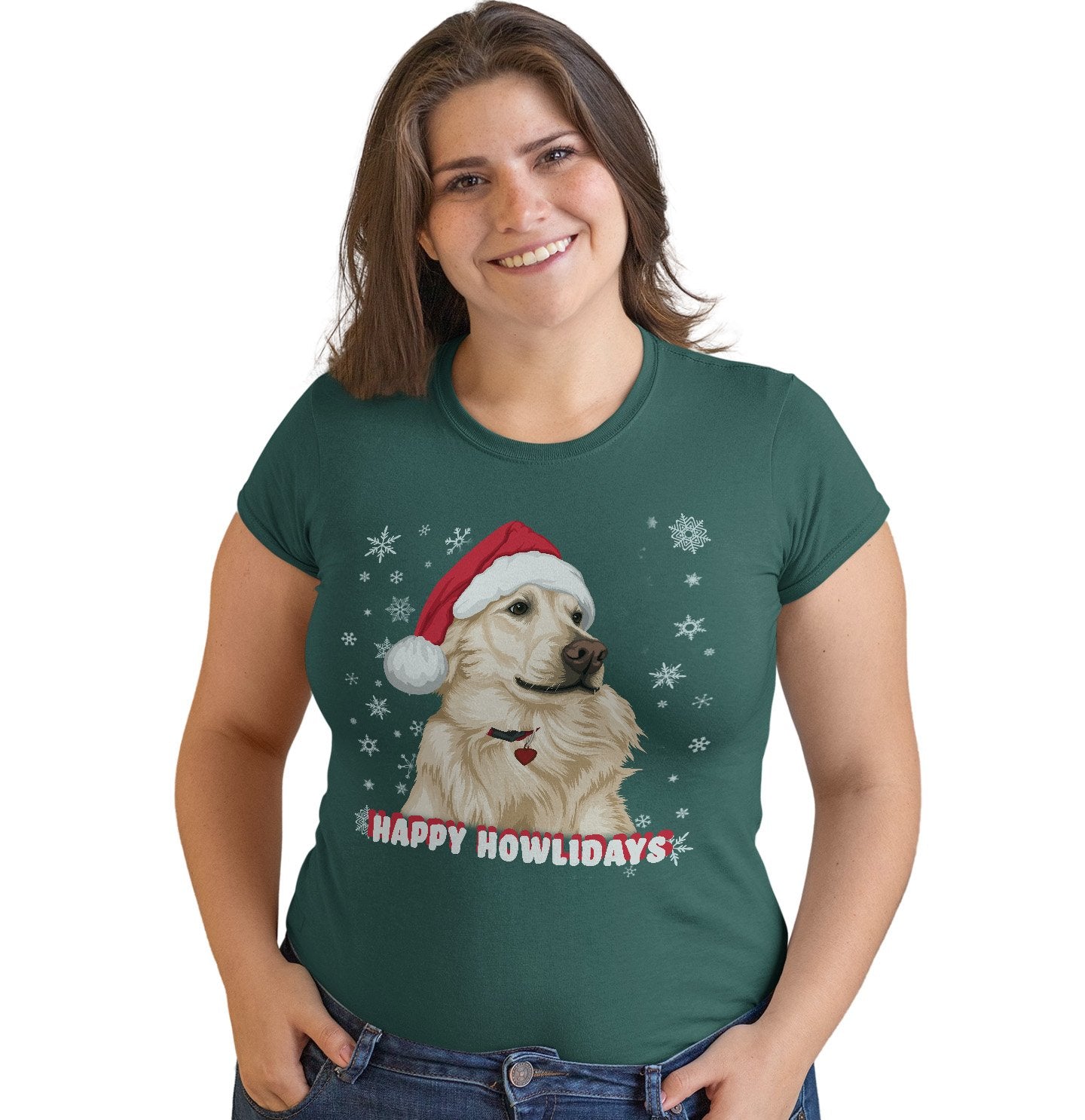 Happy Howlidays Santa Golden - Women's Fitted T-Shirt