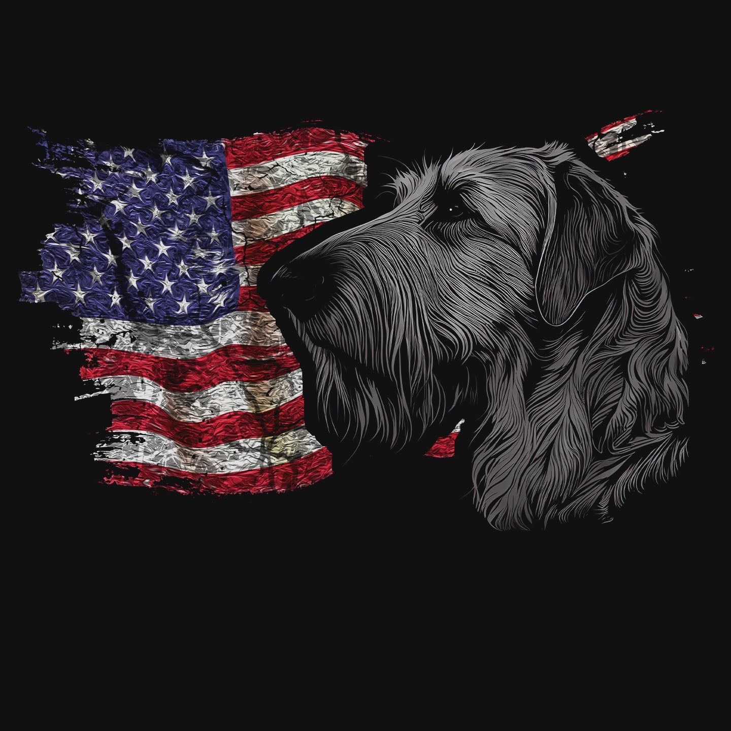 Patriotic Irish Wolfhound American Flag - Adult Unisex T-Shirt