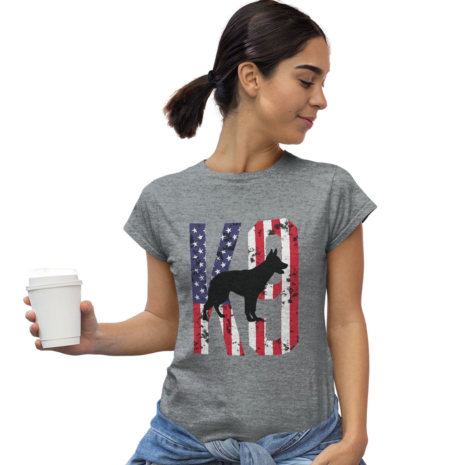 K9 German Shepherd Silhouette - Women's Fitted T-Shirt