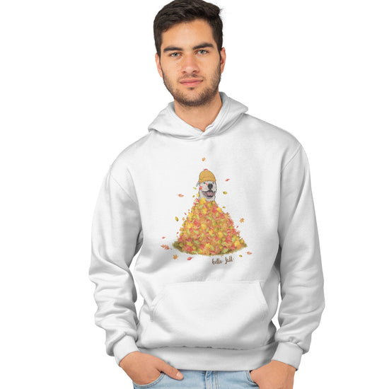 Leaf Pile and Pit Bull - Adult Unisex Hoodie Sweatshirt