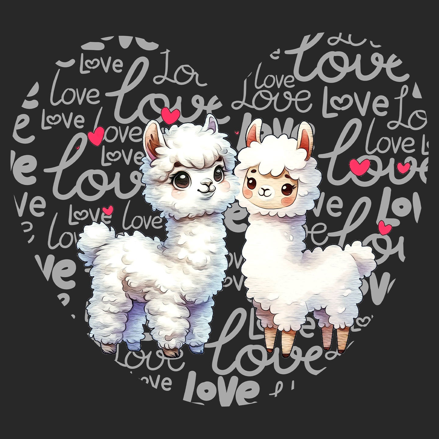 Alpaca Love Heart - Adult Unisex Hoodie Sweatshirt