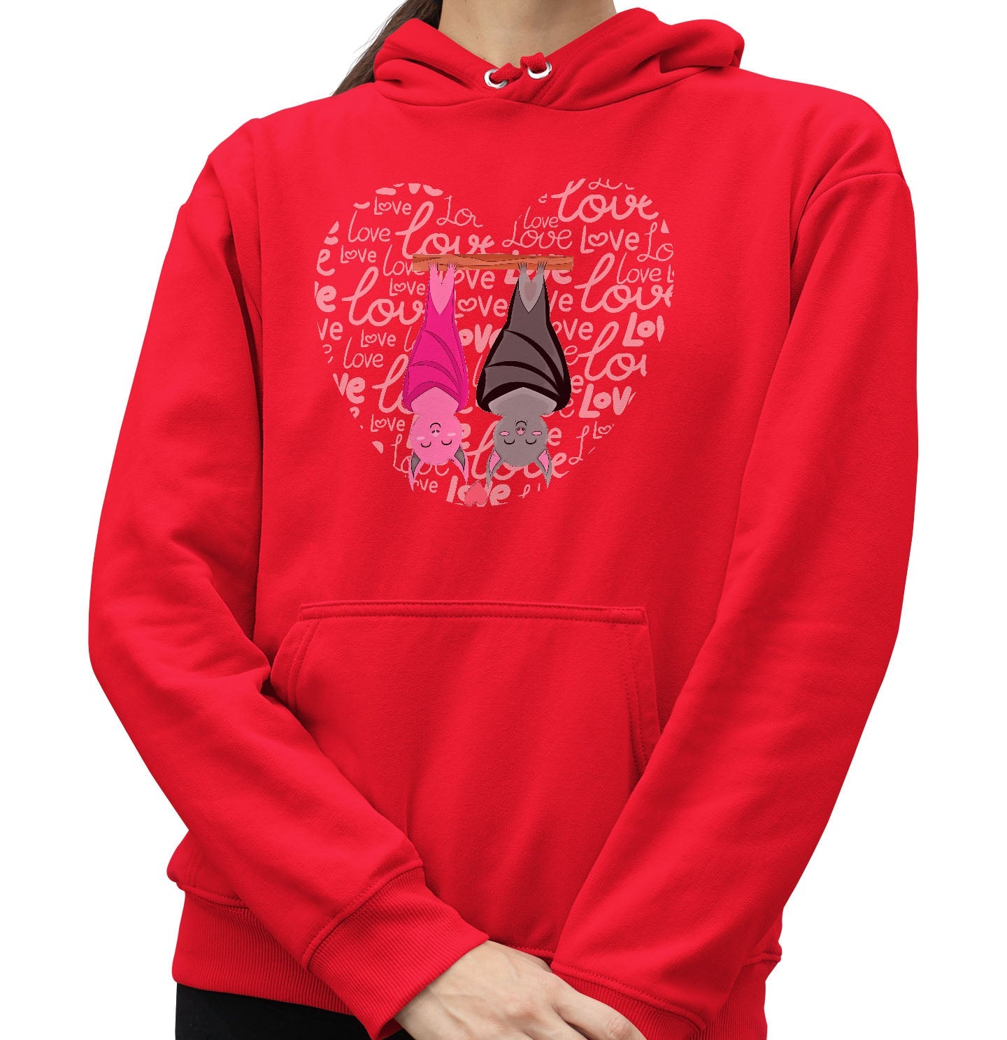 Bat Love Heart - Adult Unisex Hoodie Sweatshirt