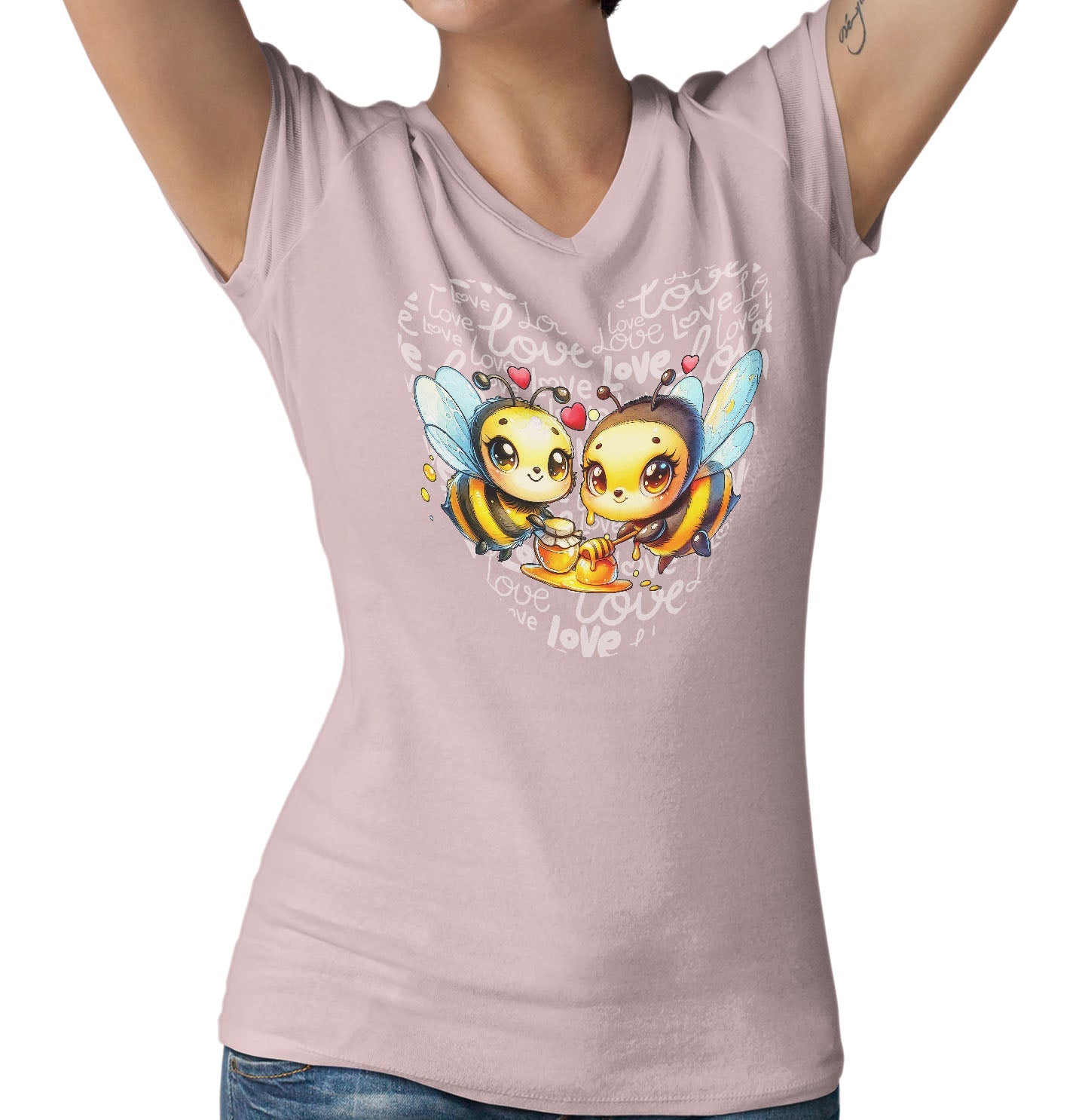 Bee Love Heart - Women's V-Neck T-Shirt