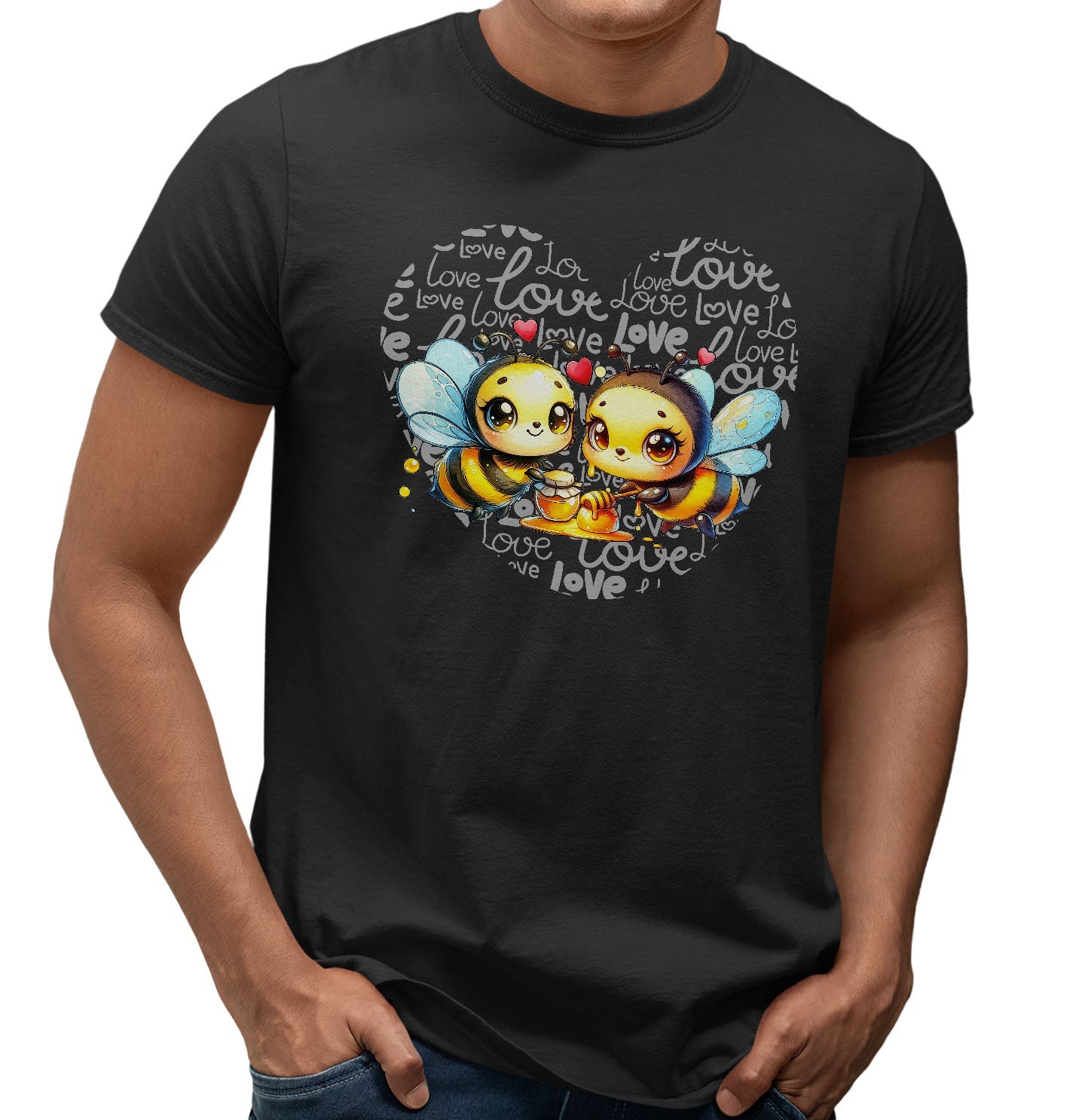 Bee Love Heart - Adult Unisex T-Shirt