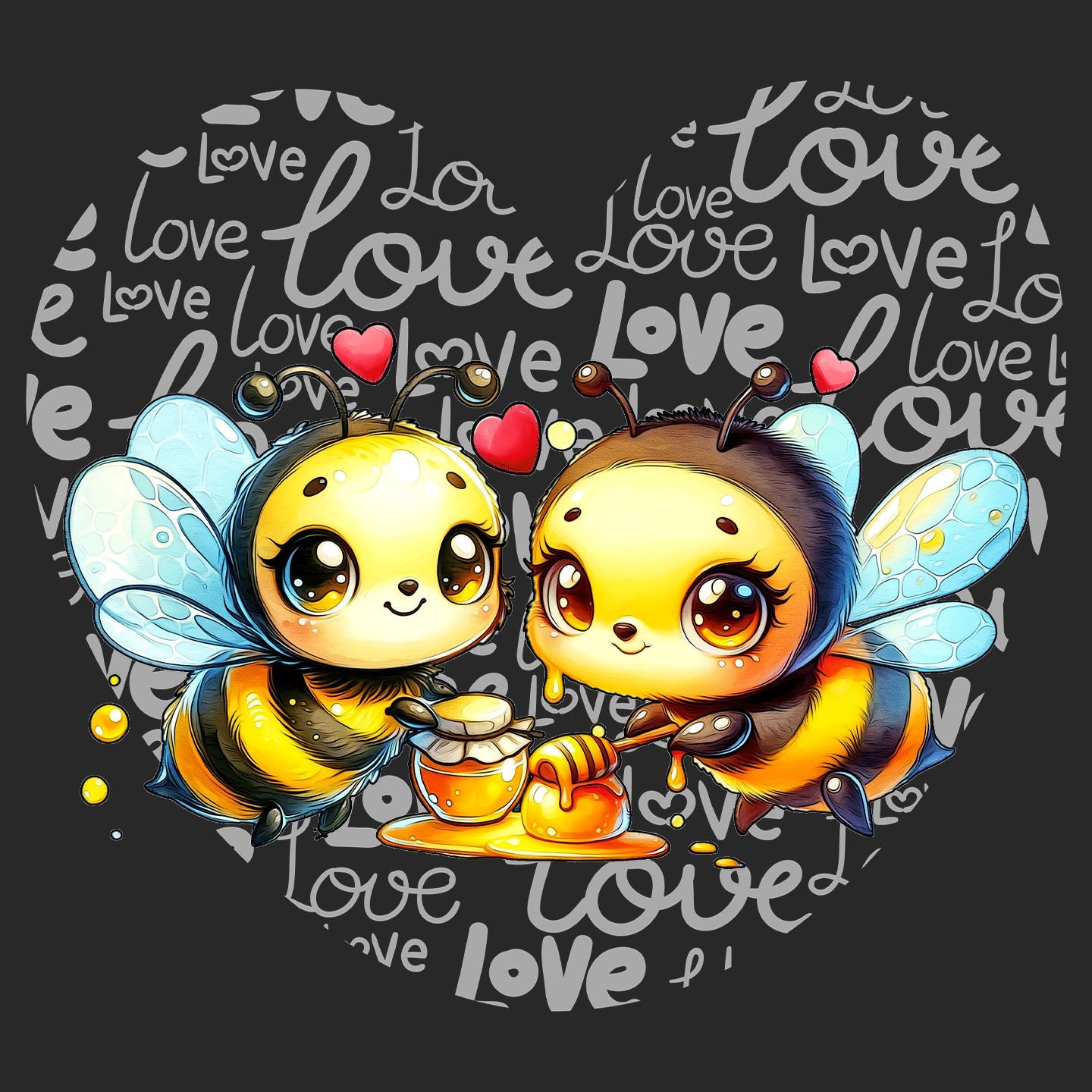 Bee Love Heart - Adult Unisex Hoodie Sweatshirt