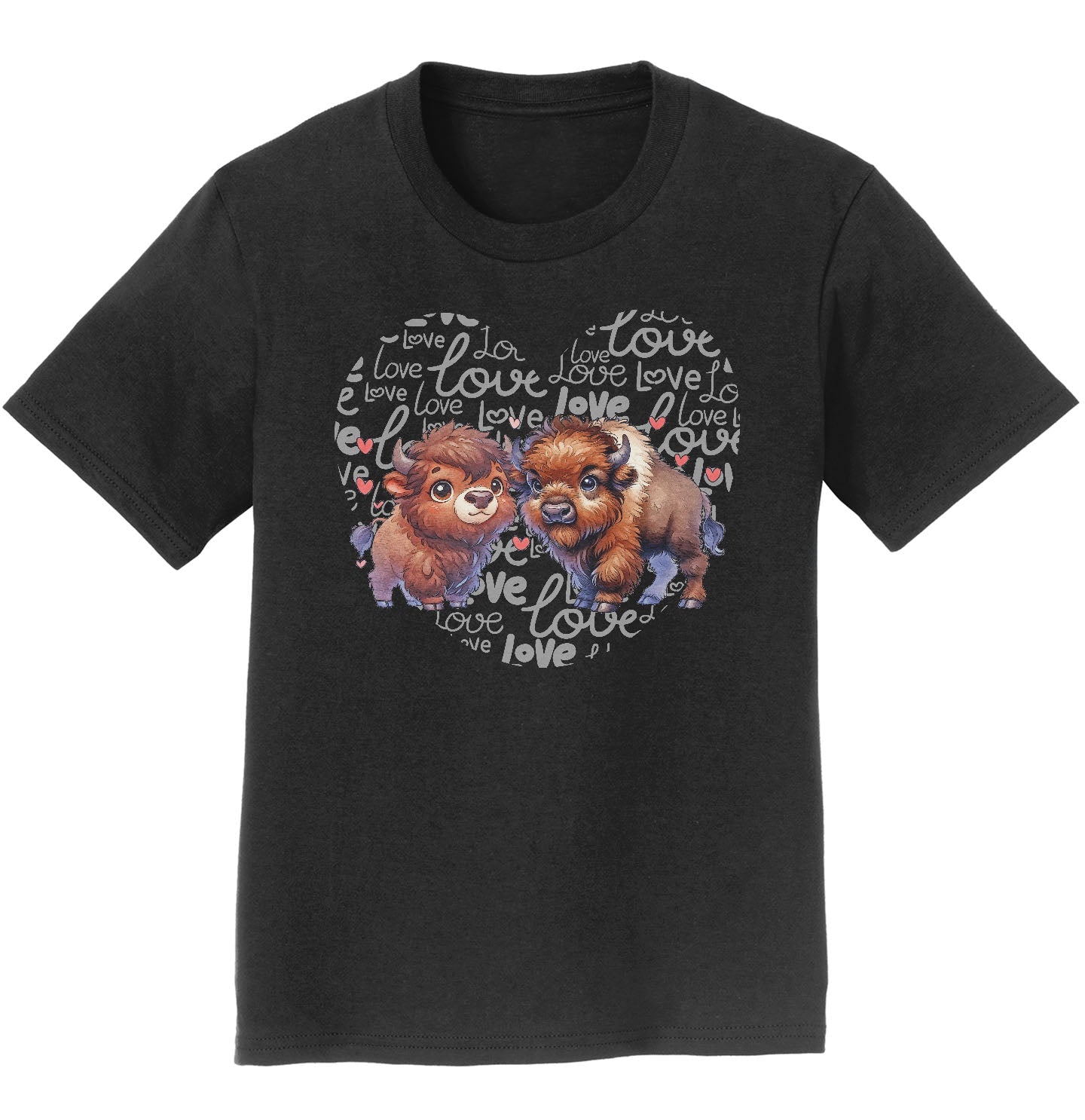 Bison Love Heart - Kids' Unisex T-Shirt