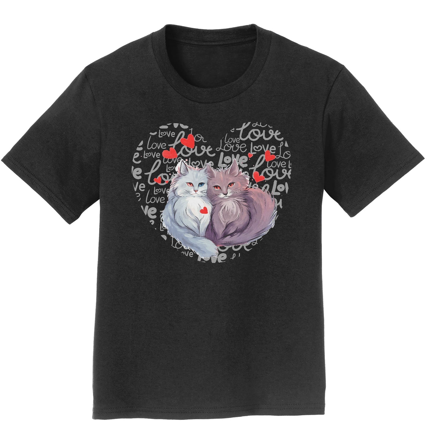 Cat Love Heart - Kids' Unisex T-Shirt