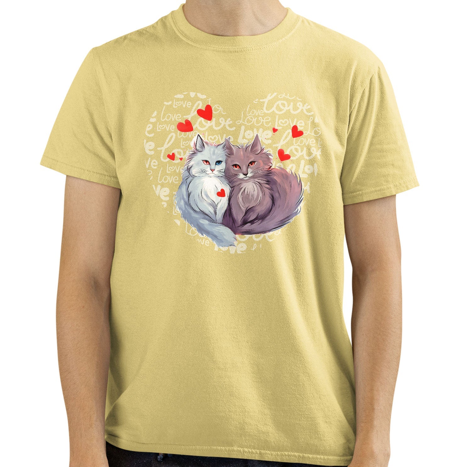 Cat Love Heart - Adult Unisex T-Shirt