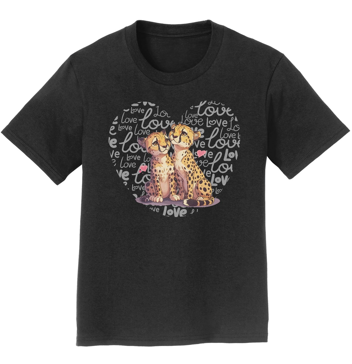 Cheetah Love Heart - Kids' Unisex T-Shirt