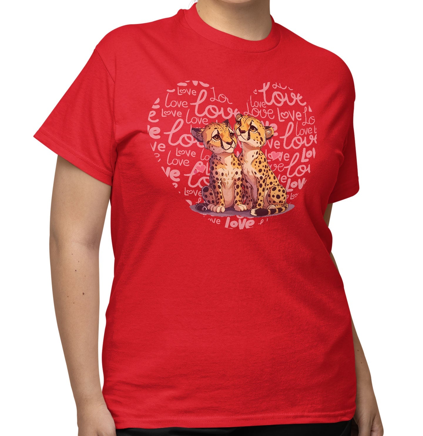 Cheetah Love Heart - Adult Unisex T-Shirt
